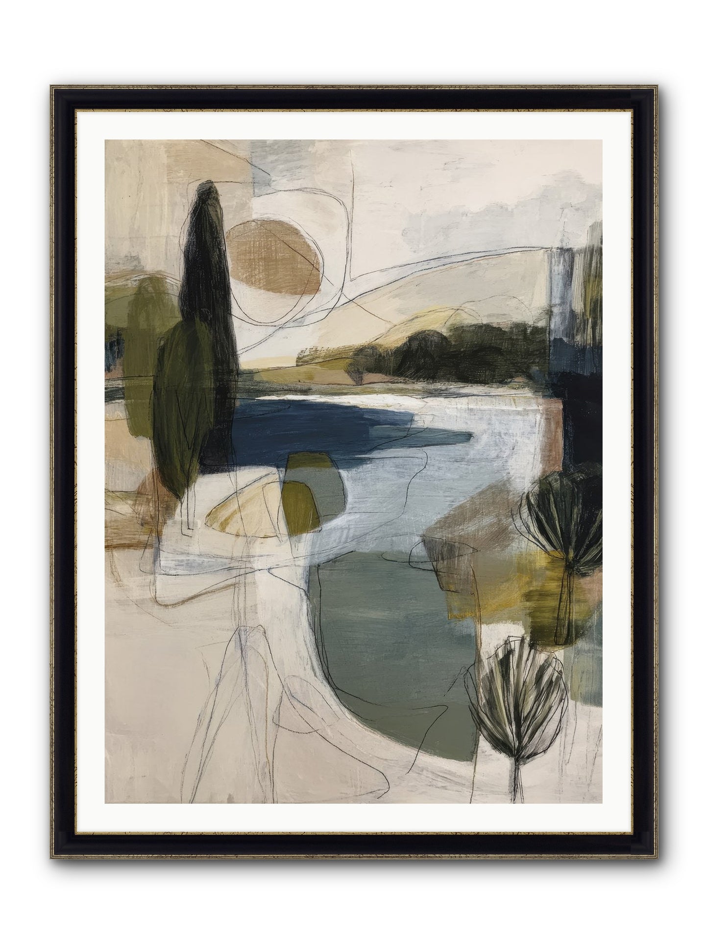 Sacred Pause Framed Print - Black & Gold 36x48