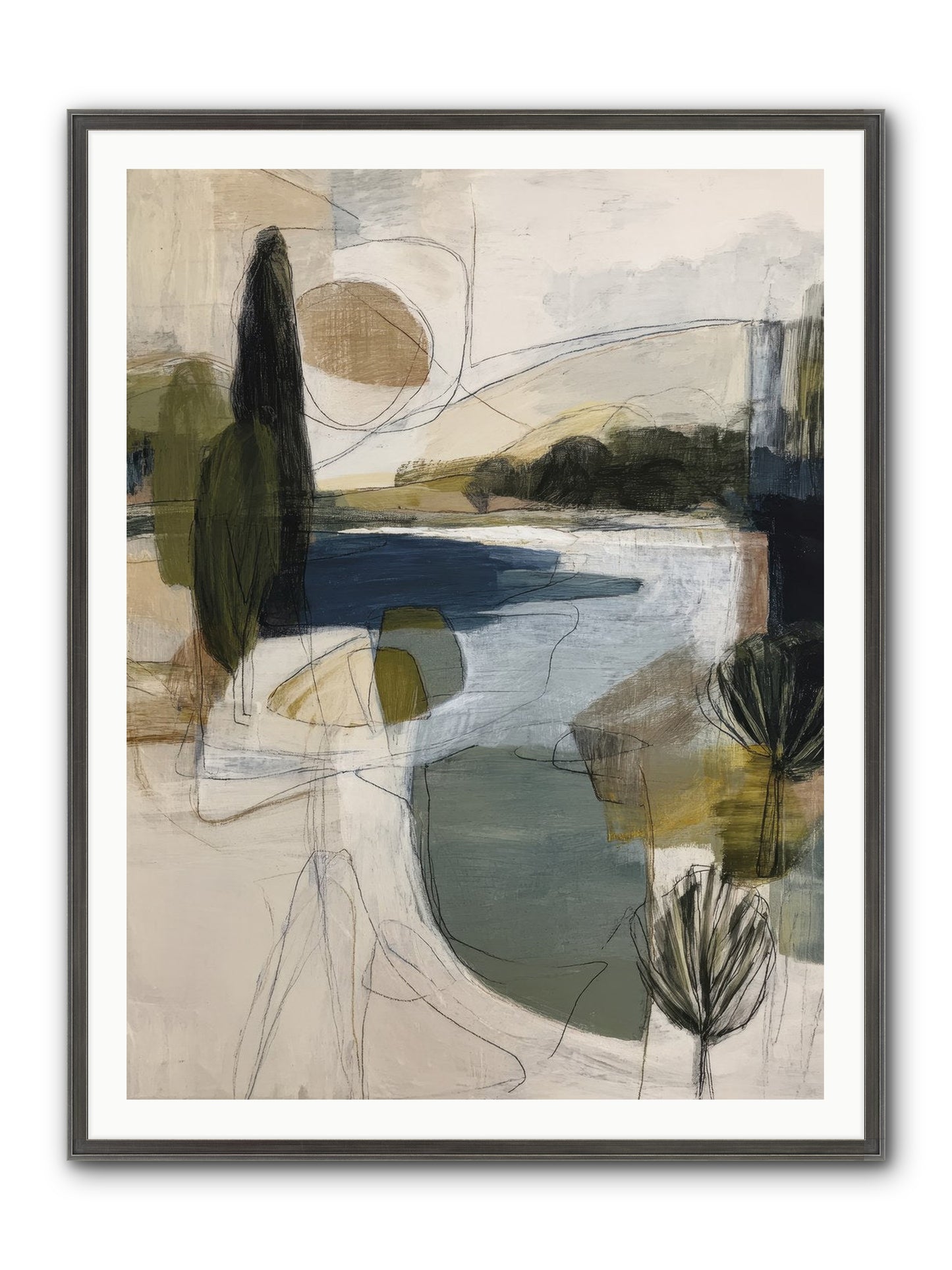 Sacred Pause Framed Print - Slimwoods Black/Silver 36x48