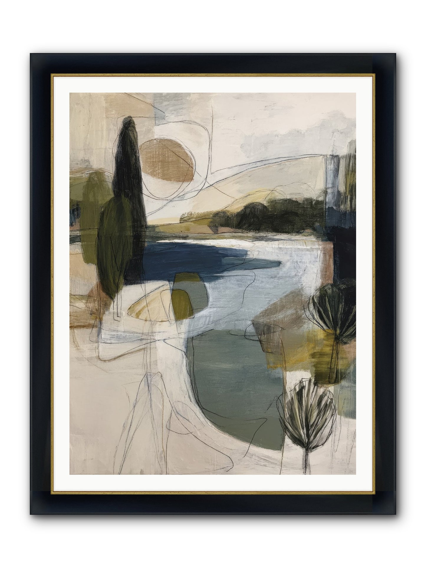 Sacred Pause Framed Print - Wide Black w/Gold 36x48