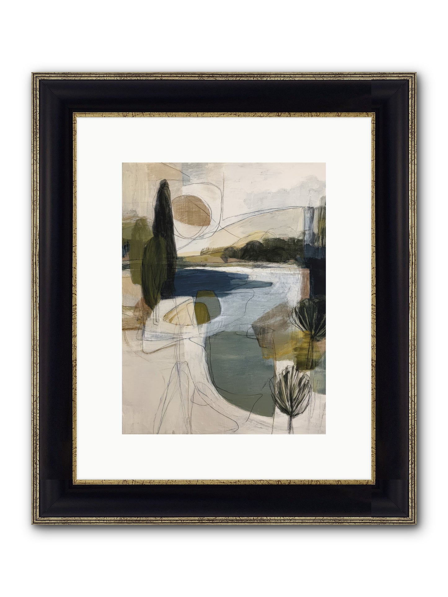 Sacred Pause Framed Print - Black & Gold 9x12