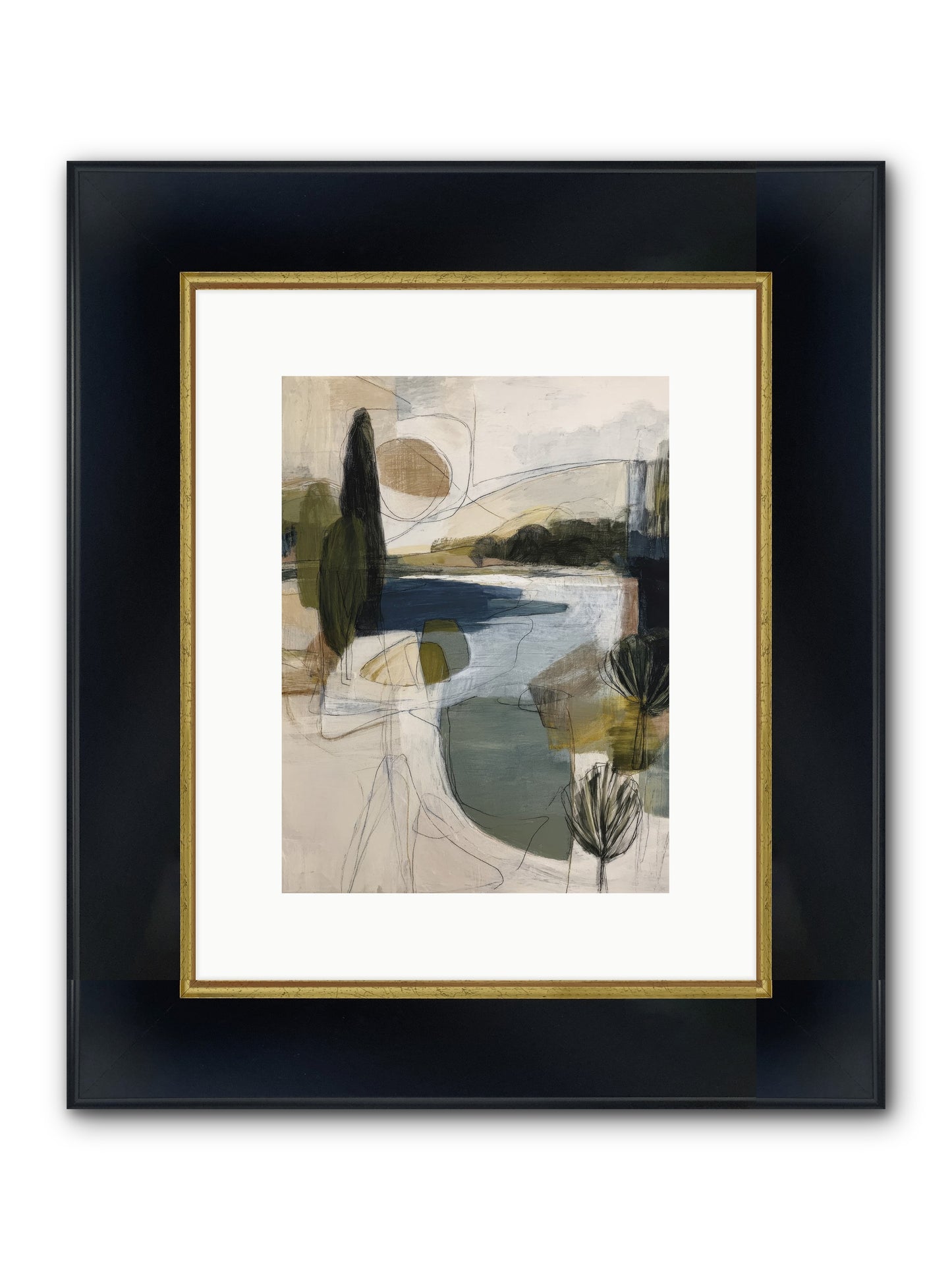Sacred Pause Framed Print - Wide Black w/Gold 9x12