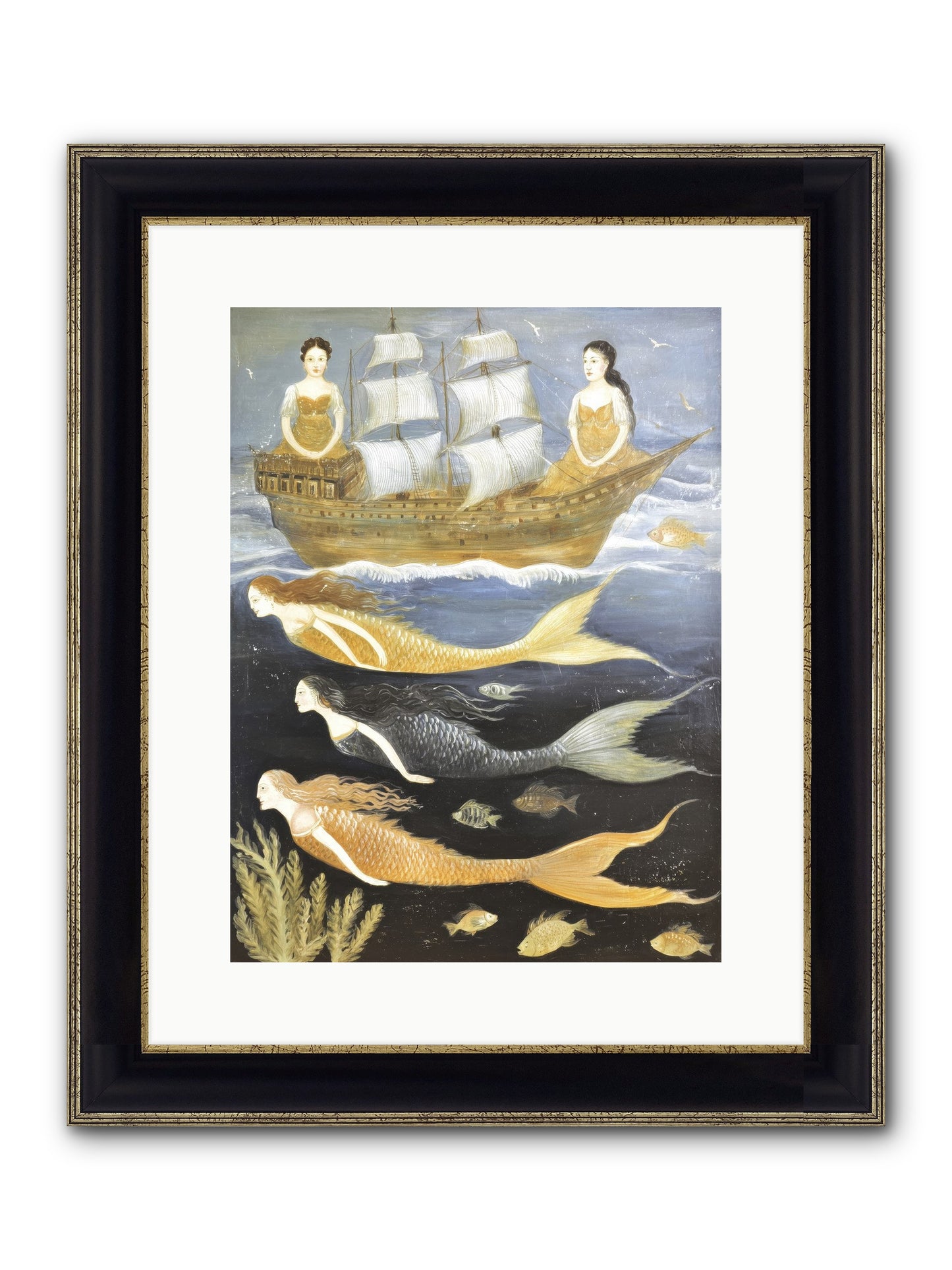 Sacred Sirens Framed Print - Black & Gold 12x16