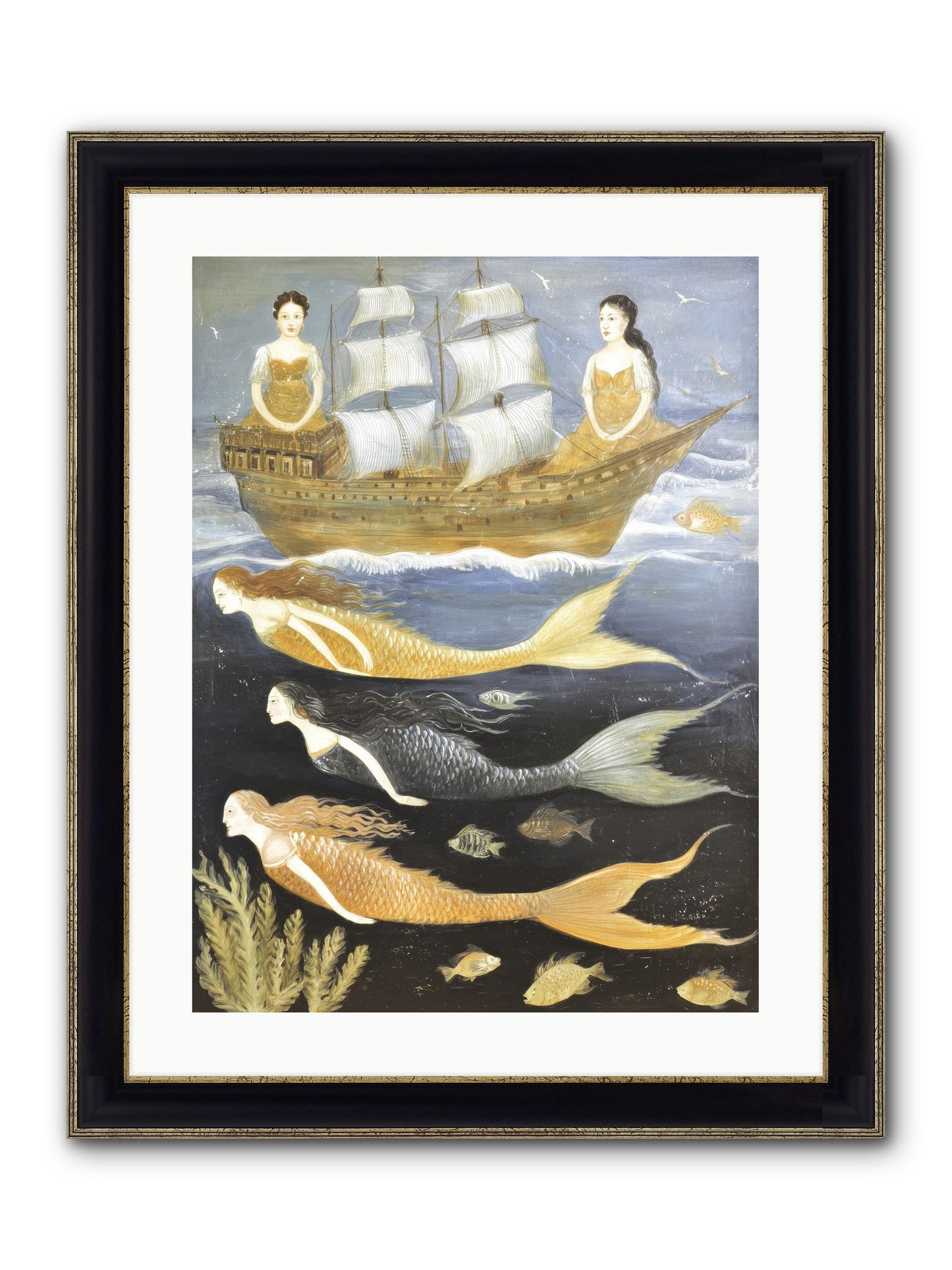 Sacred Sirens Framed Print - Black & Gold 18x24