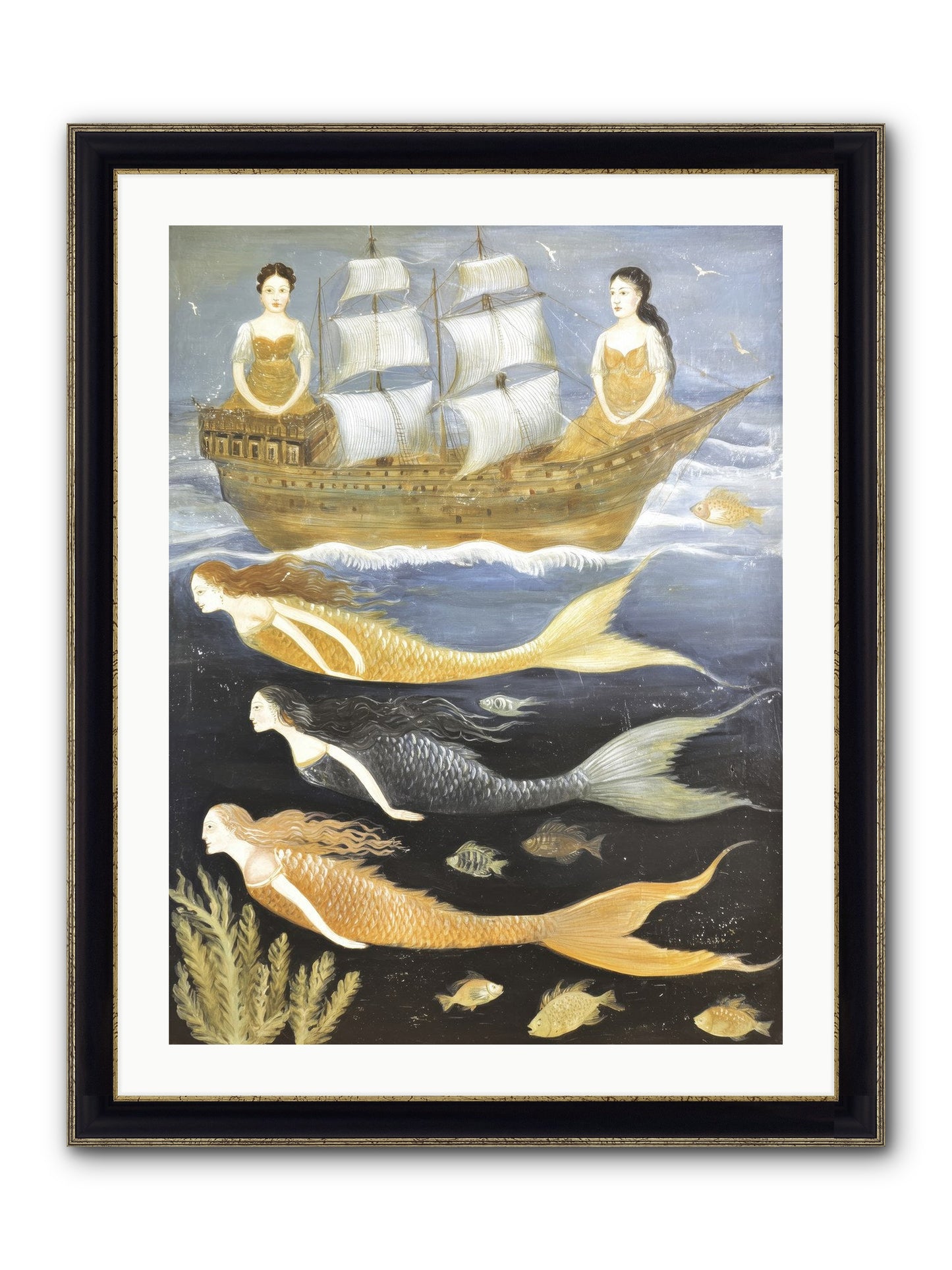 Sacred Sirens Framed Print - Black & Gold 24x32