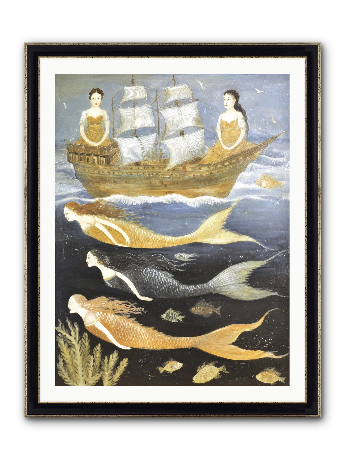 Sacred Sirens Framed Print - Black & Gold 30x40