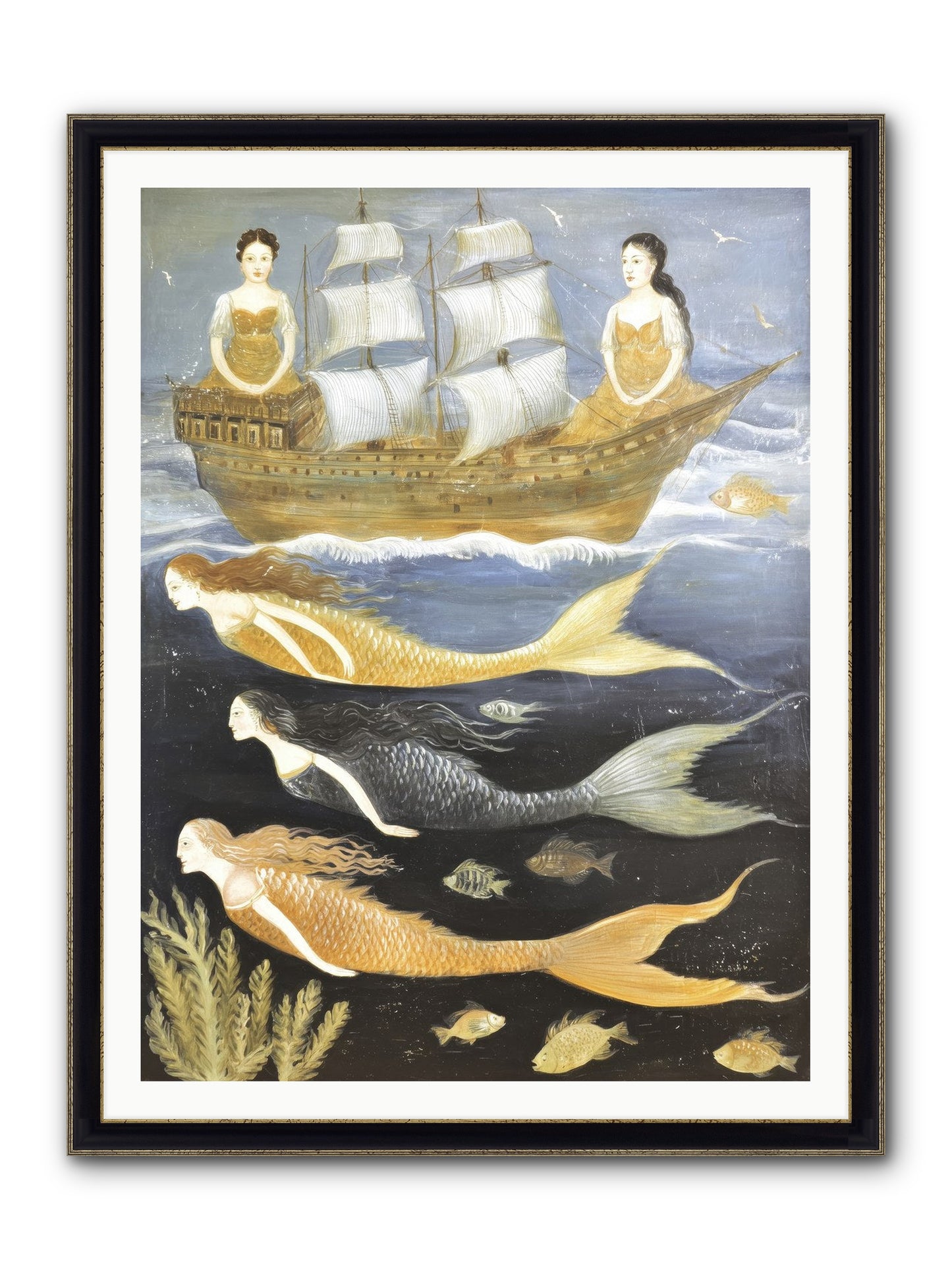 Sacred Sirens Framed Print - Black & Gold 36x48