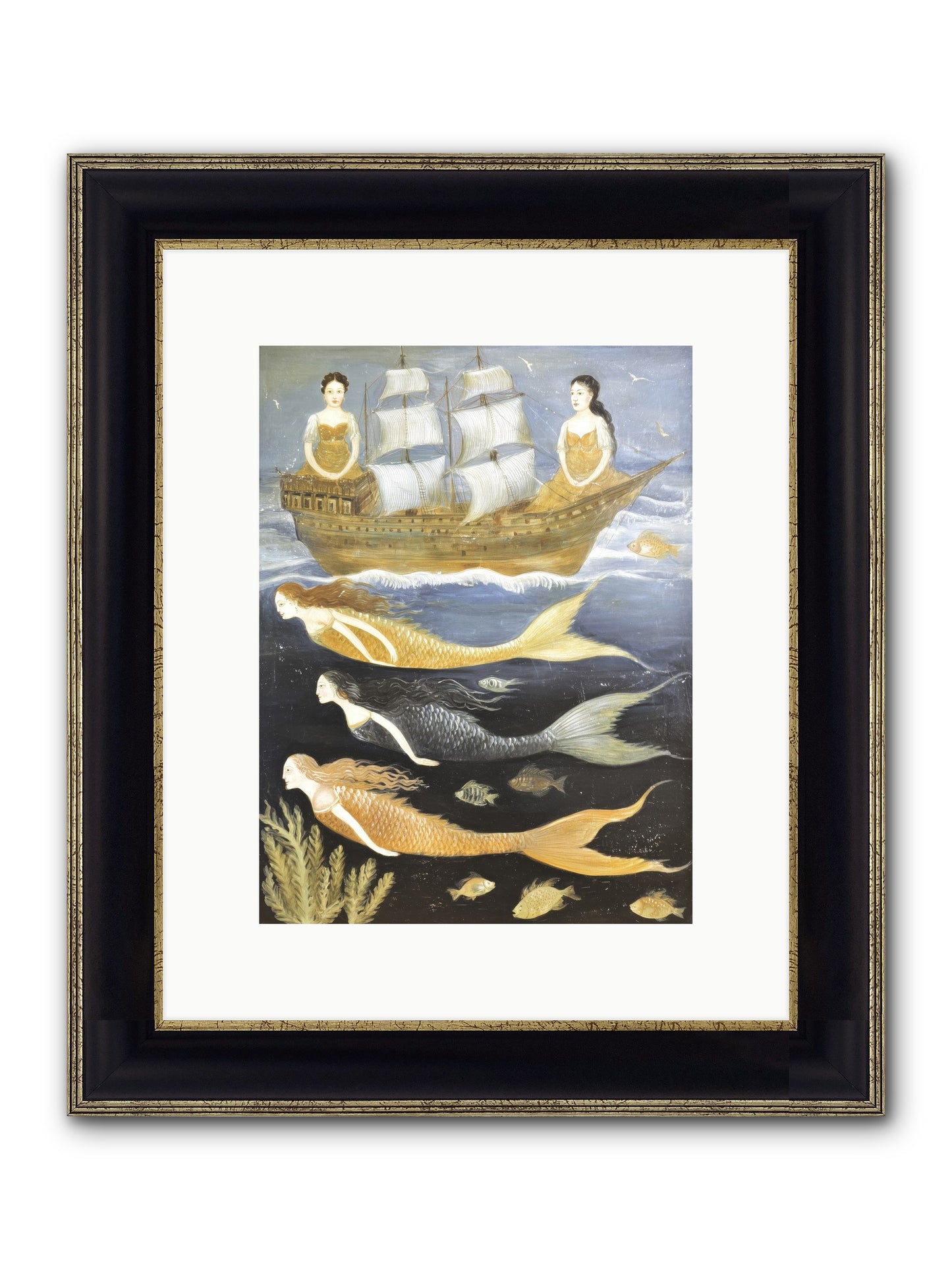 Sacred Sirens Framed Print - Black & Gold 9x12