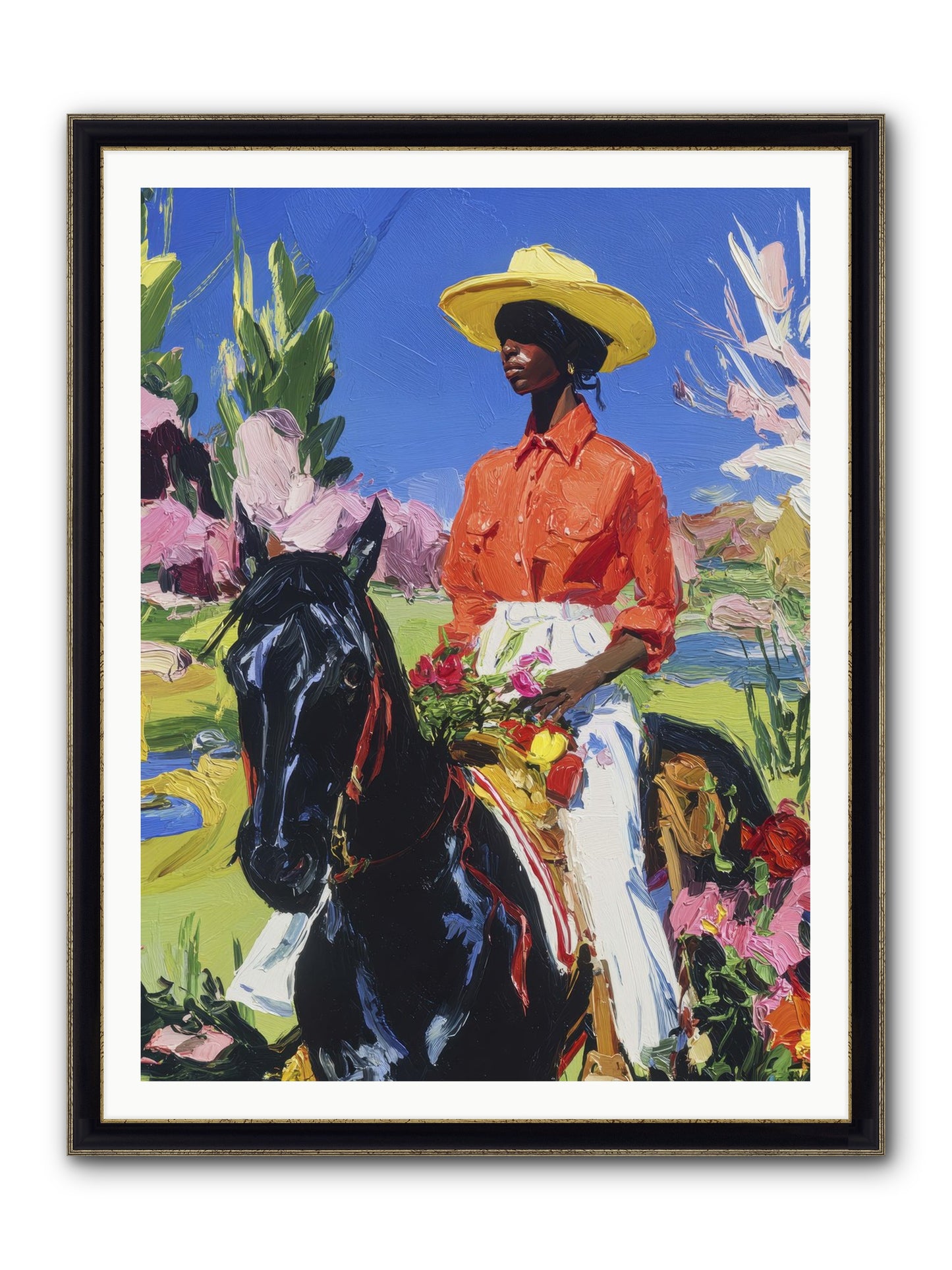 Sacred & Slow Morning Framed Print - Black & Gold 36x48