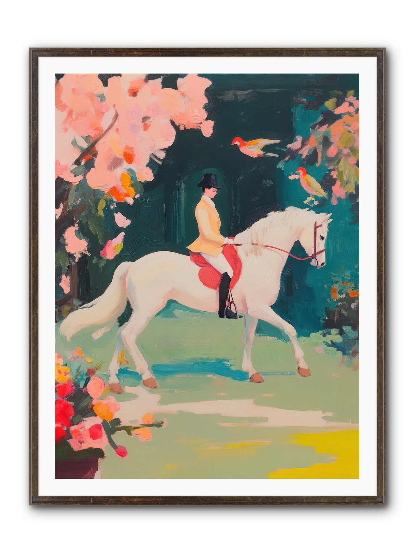 Saddle Savvy Framed Print - Slimwoods Black/Gold 36x48