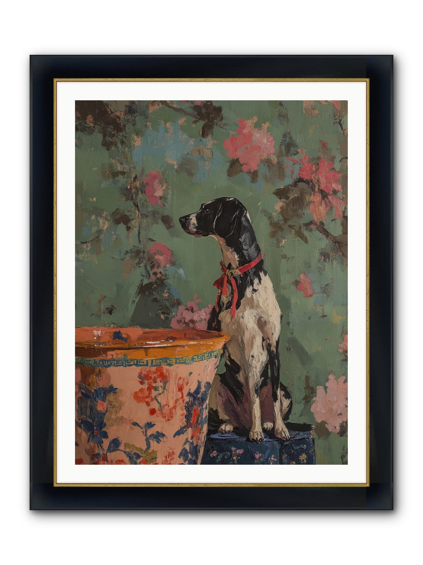 Sage Framed Print - Wide Black w/Gold 30x40