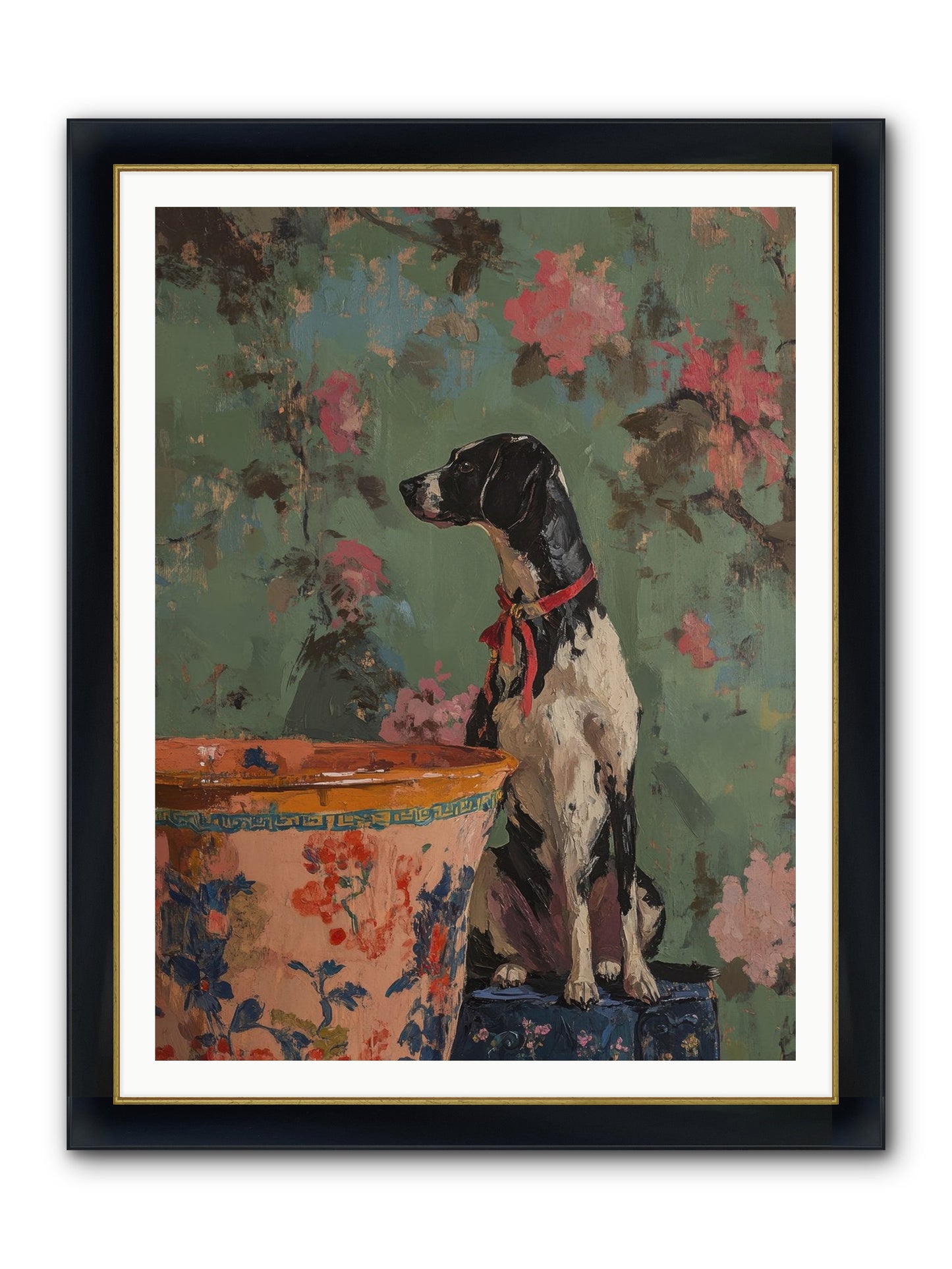 Sage Framed Print - Wide Black w/Gold 36x48