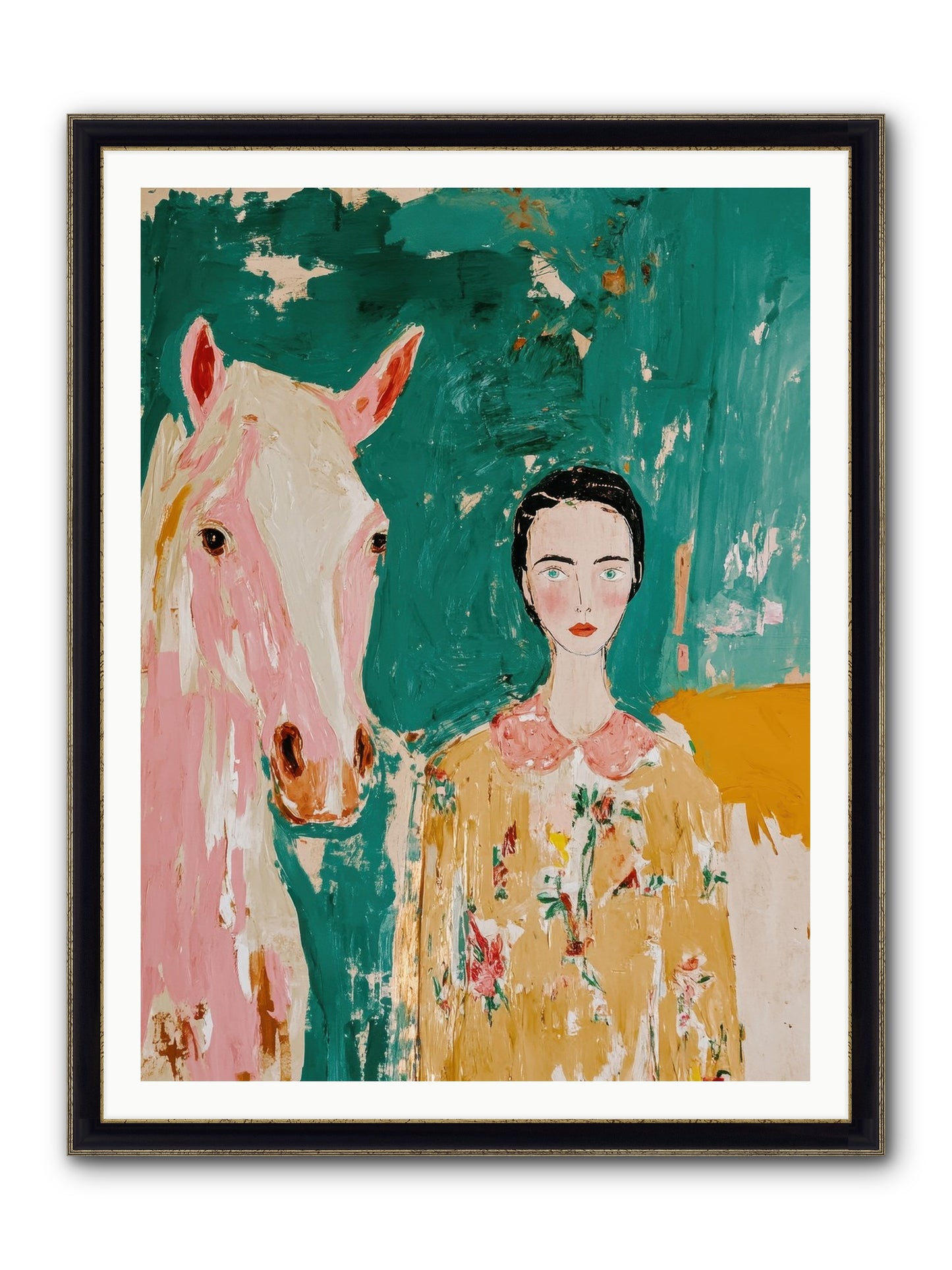 Sage & Stone Framed Print - Black & Gold 36x48