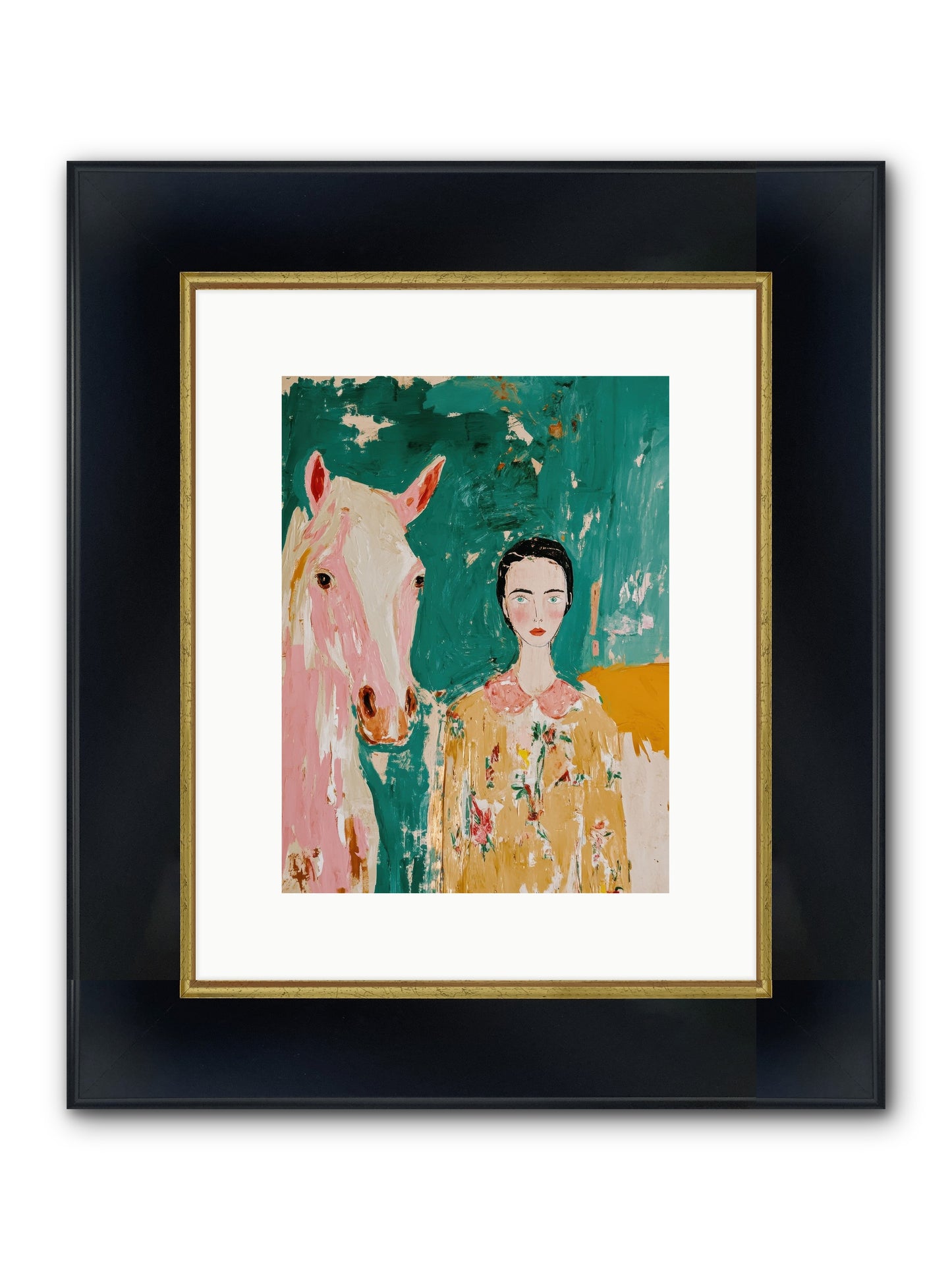 Sage & Stone Framed Print - Wide Black w/Gold 9x12