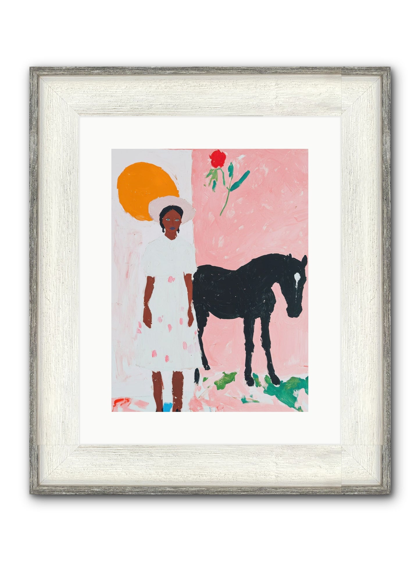 Sagebrush Silhouette Framed Print - Driftwood White 12x16