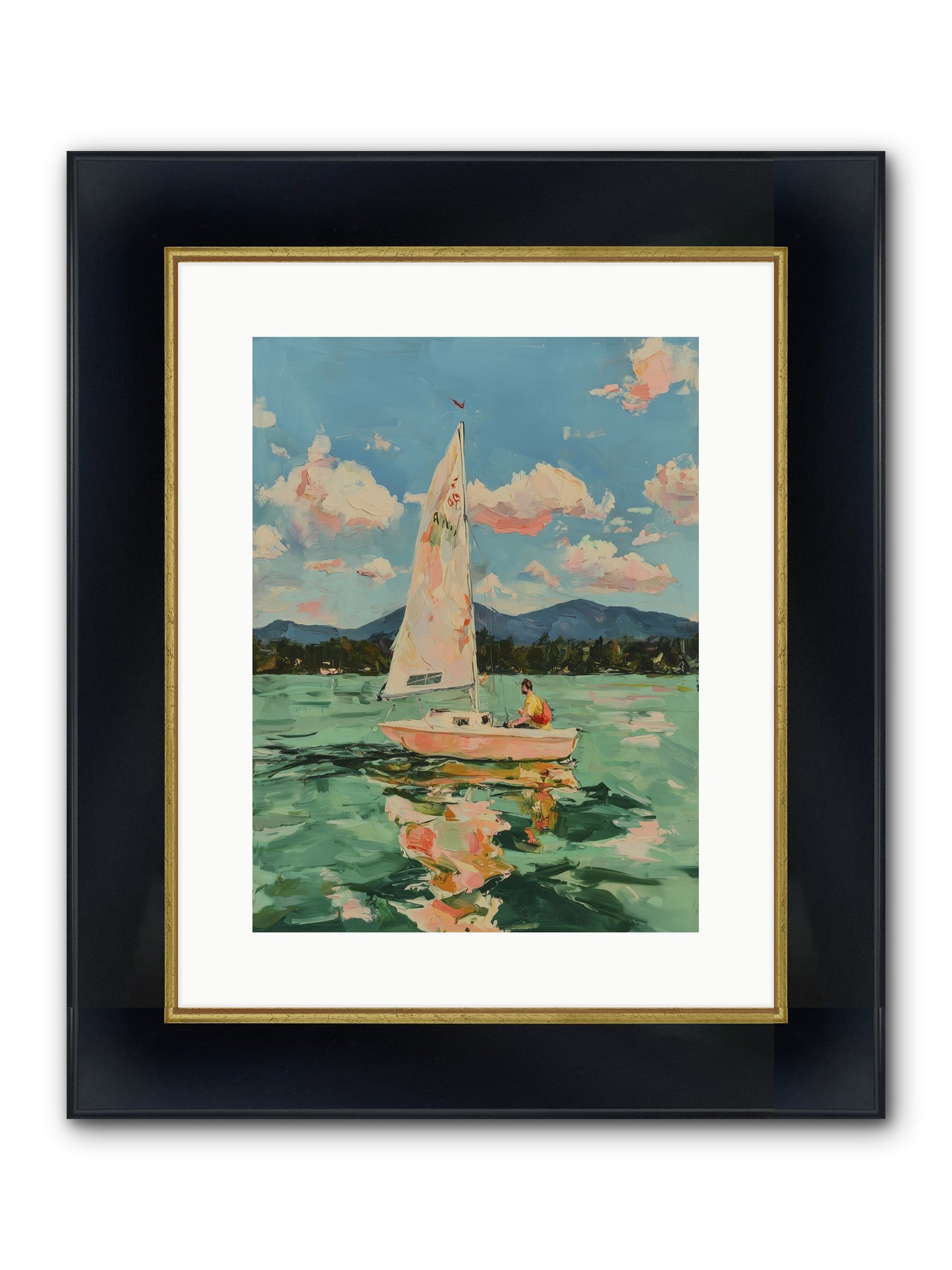 Sail Stories Framed Print - Wide Black w/Gold 12x16