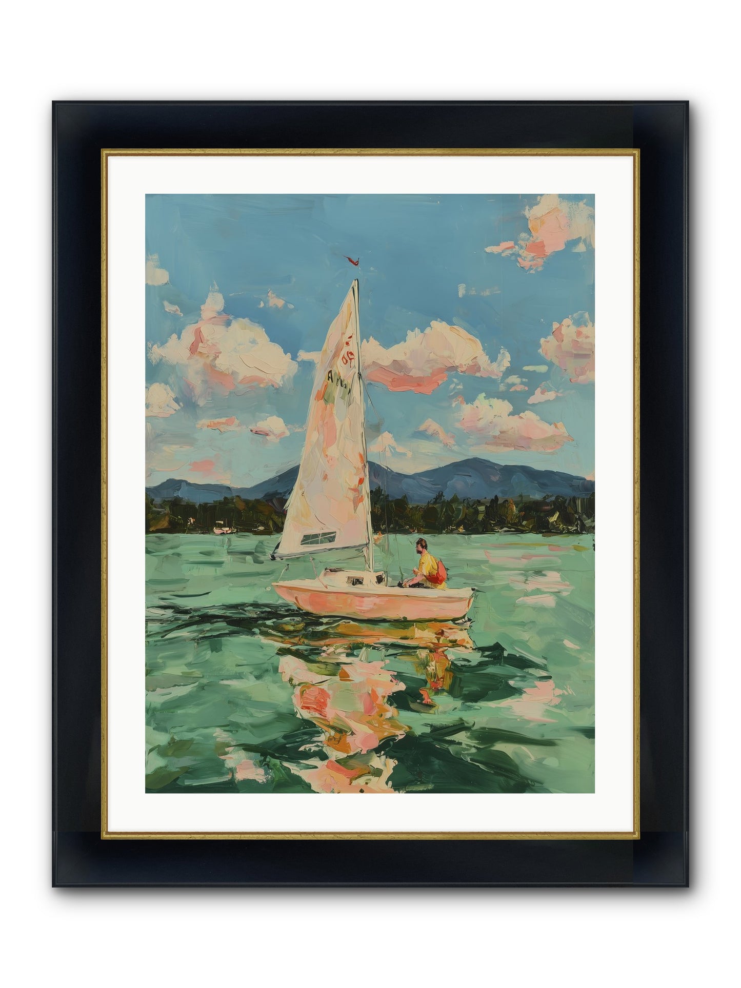 Sail Stories Framed Print - Wide Black w/Gold 24x32