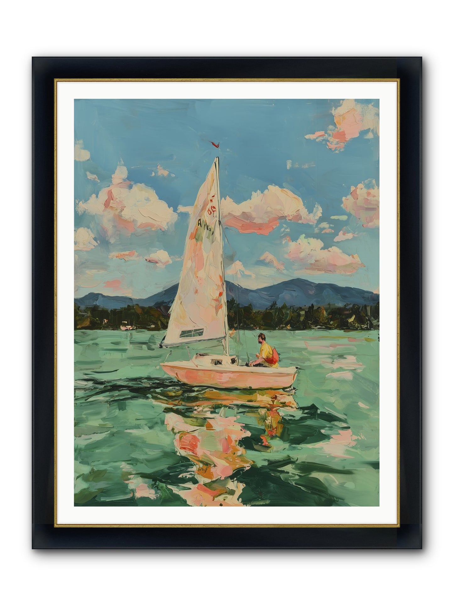 Sail Stories Framed Print - Wide Black w/Gold 36x48