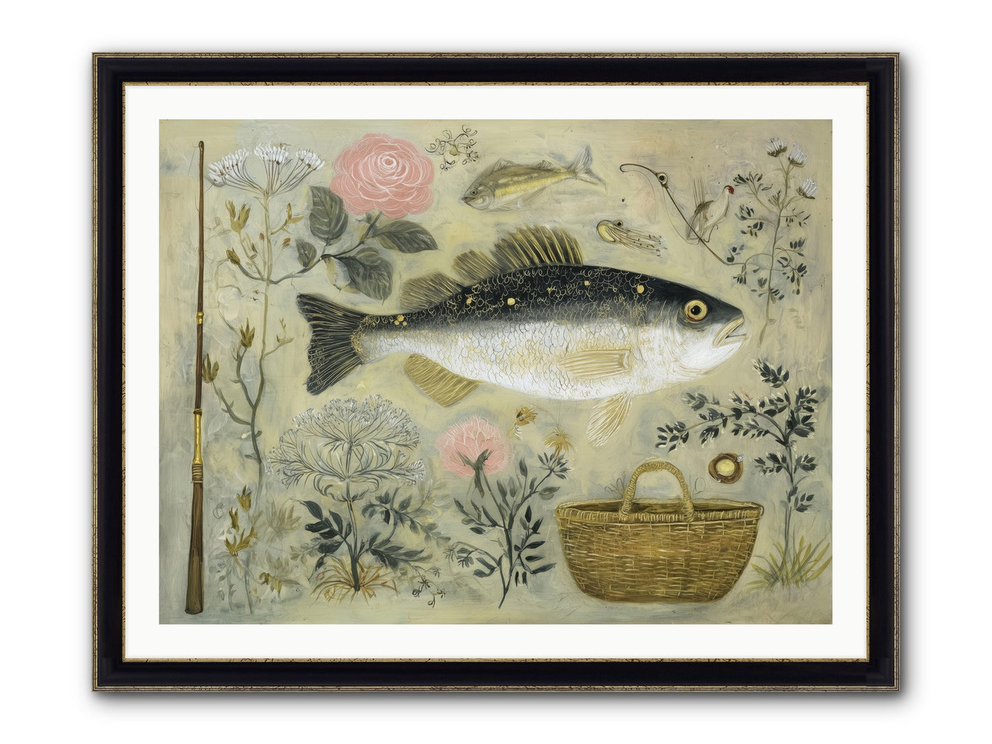 Sailor's Journal Framed Print - Black & Gold 40x30