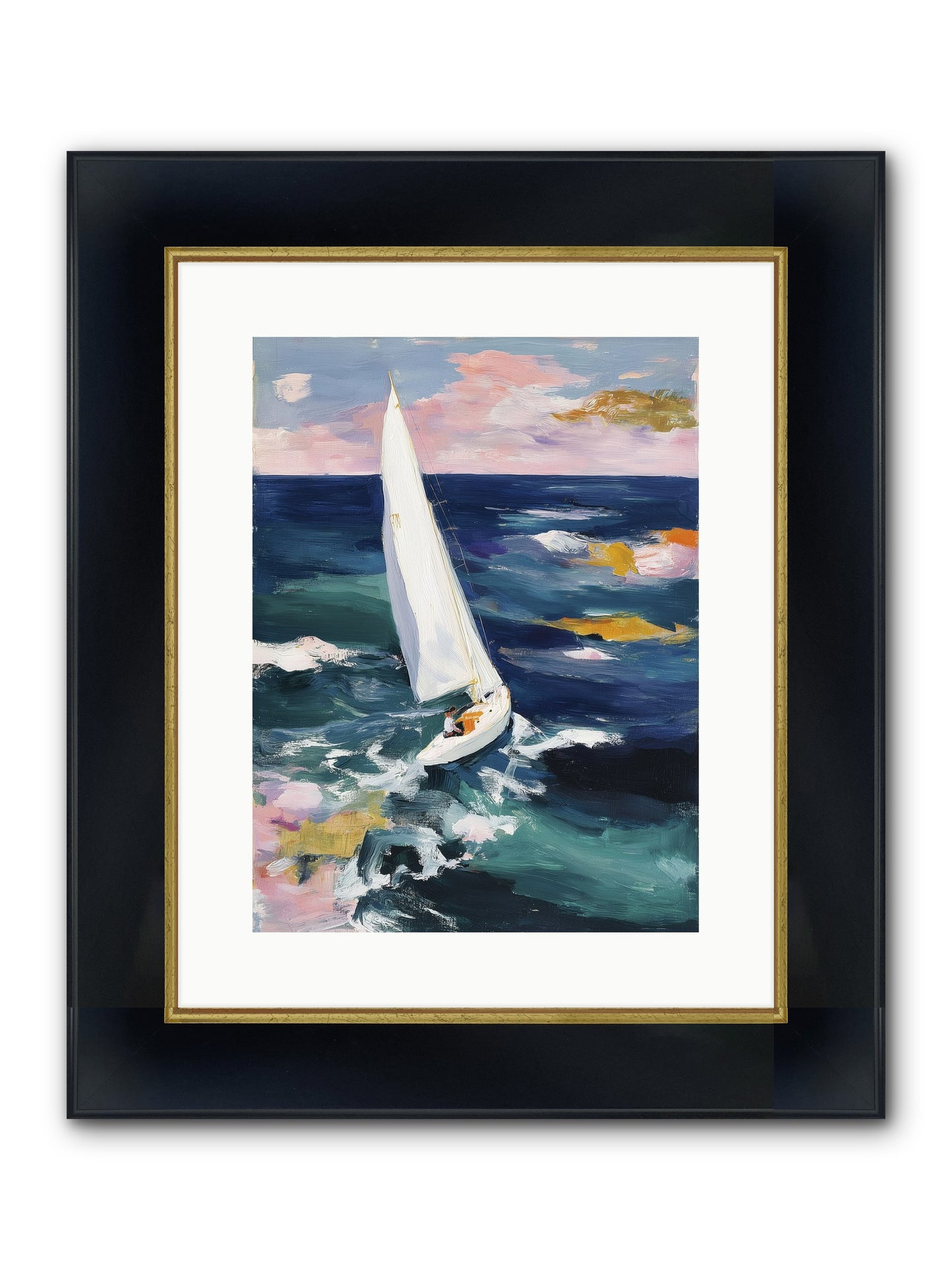 Sailor's Vision Framed Print - Wide Black w/Gold 12x16