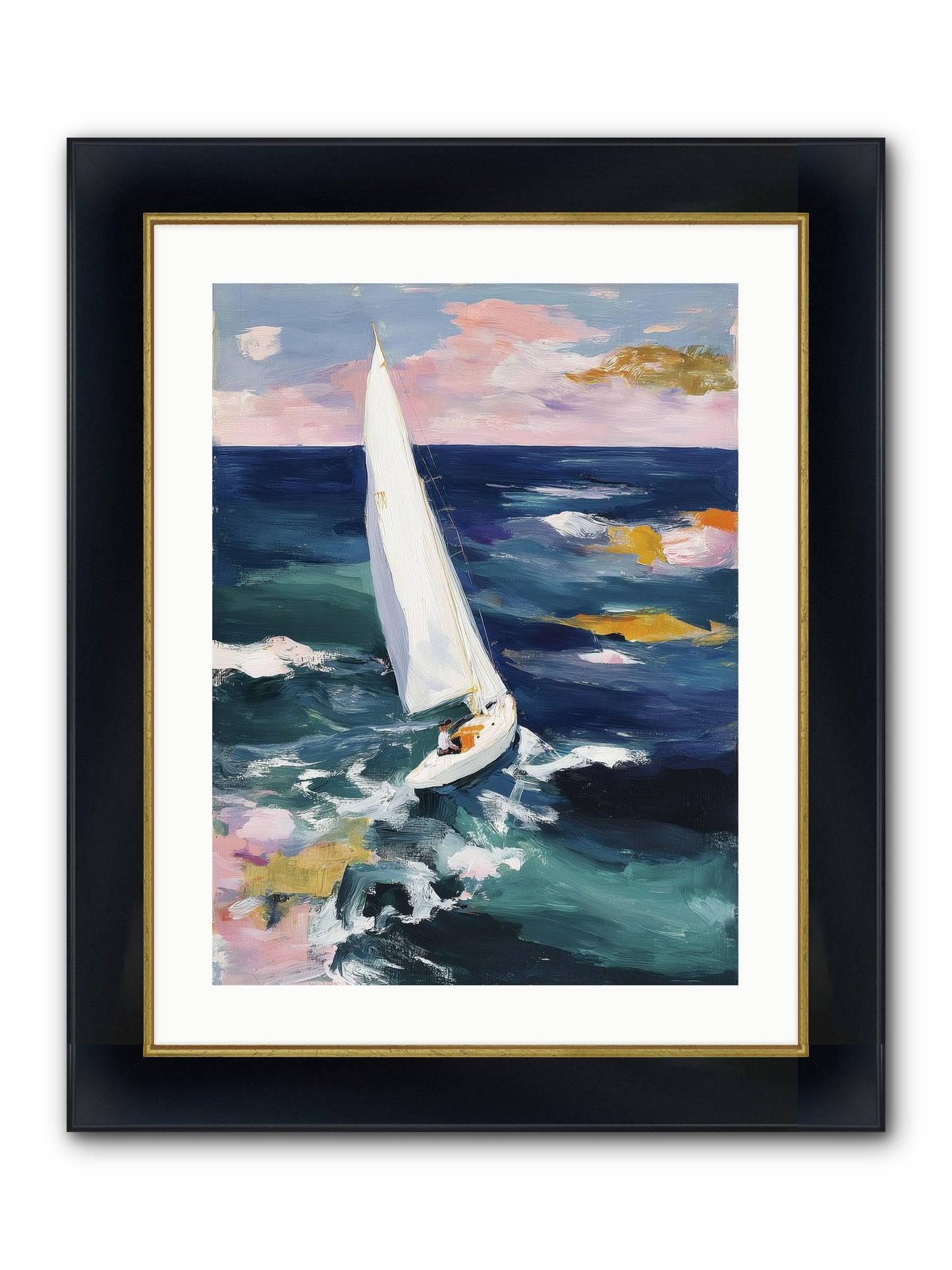Sailor's Vision Framed Print - Wide Black w/Gold 18x24