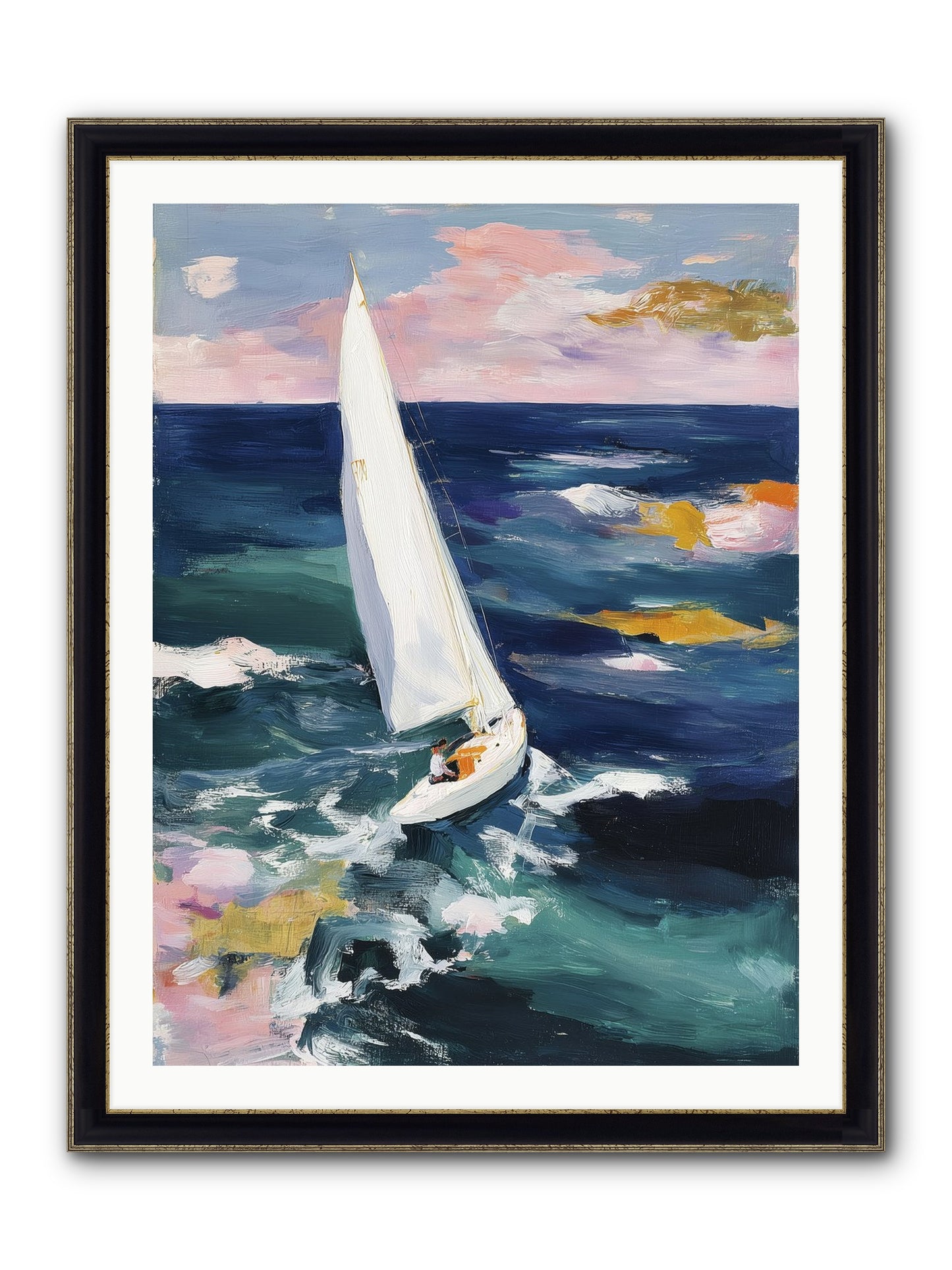 Sailor's Vision Framed Print - Black & Gold 30x40