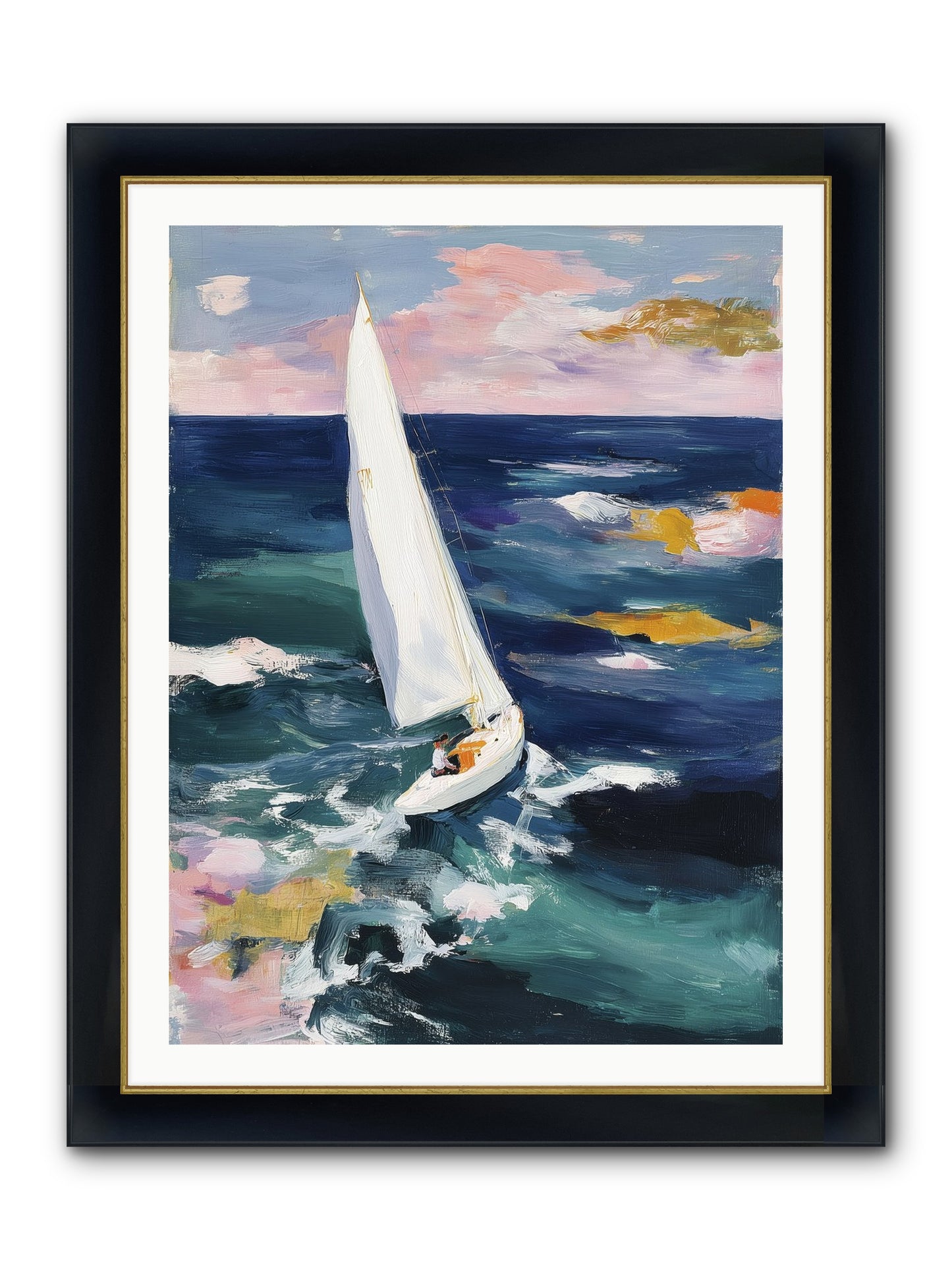 Sailor's Vision Framed Print - Wide Black w/Gold 30x40