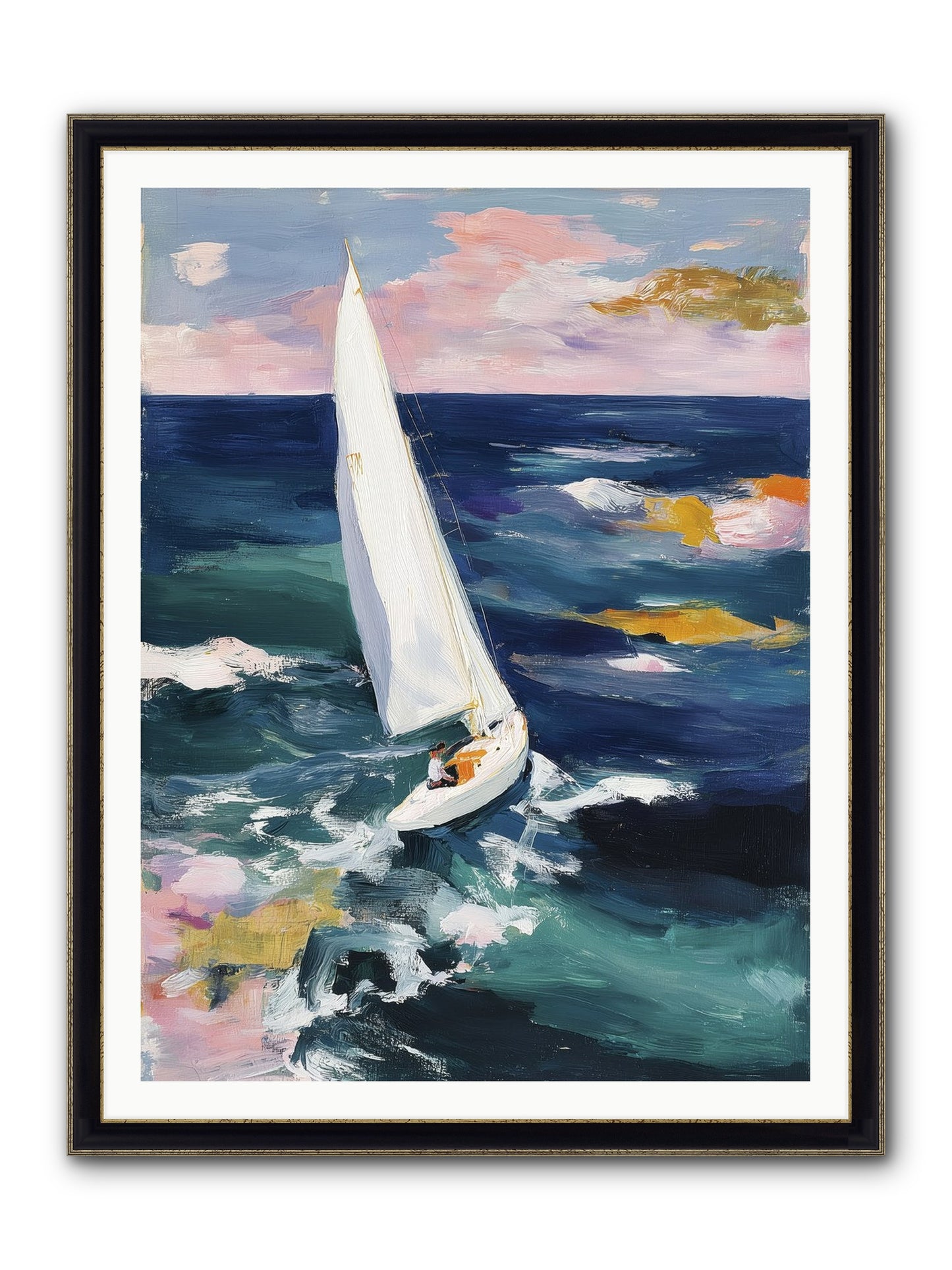 Sailor's Vision Framed Print - Black & Gold 36x48