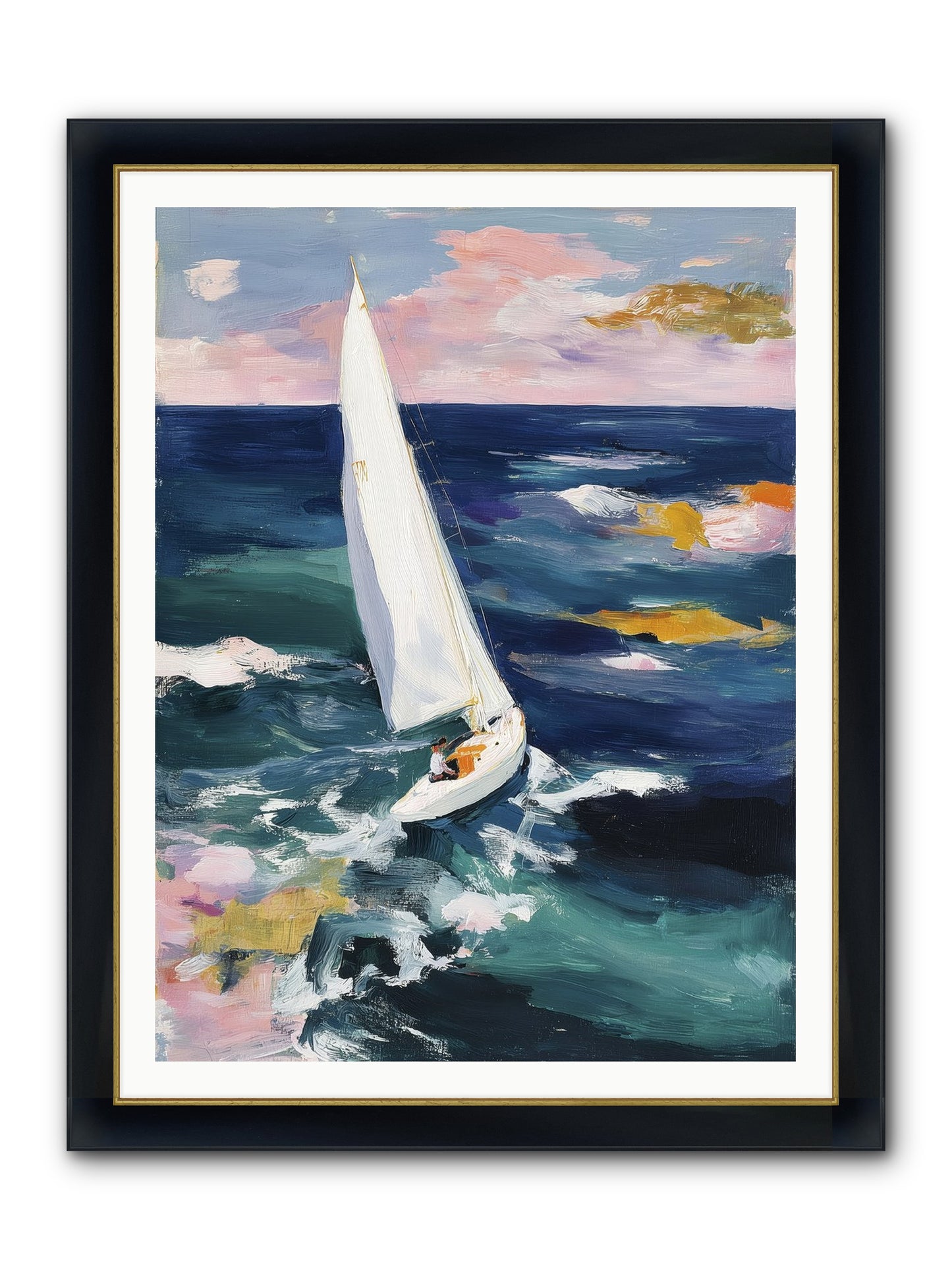 Sailor's Vision Framed Print - Wide Black w/Gold 36x48