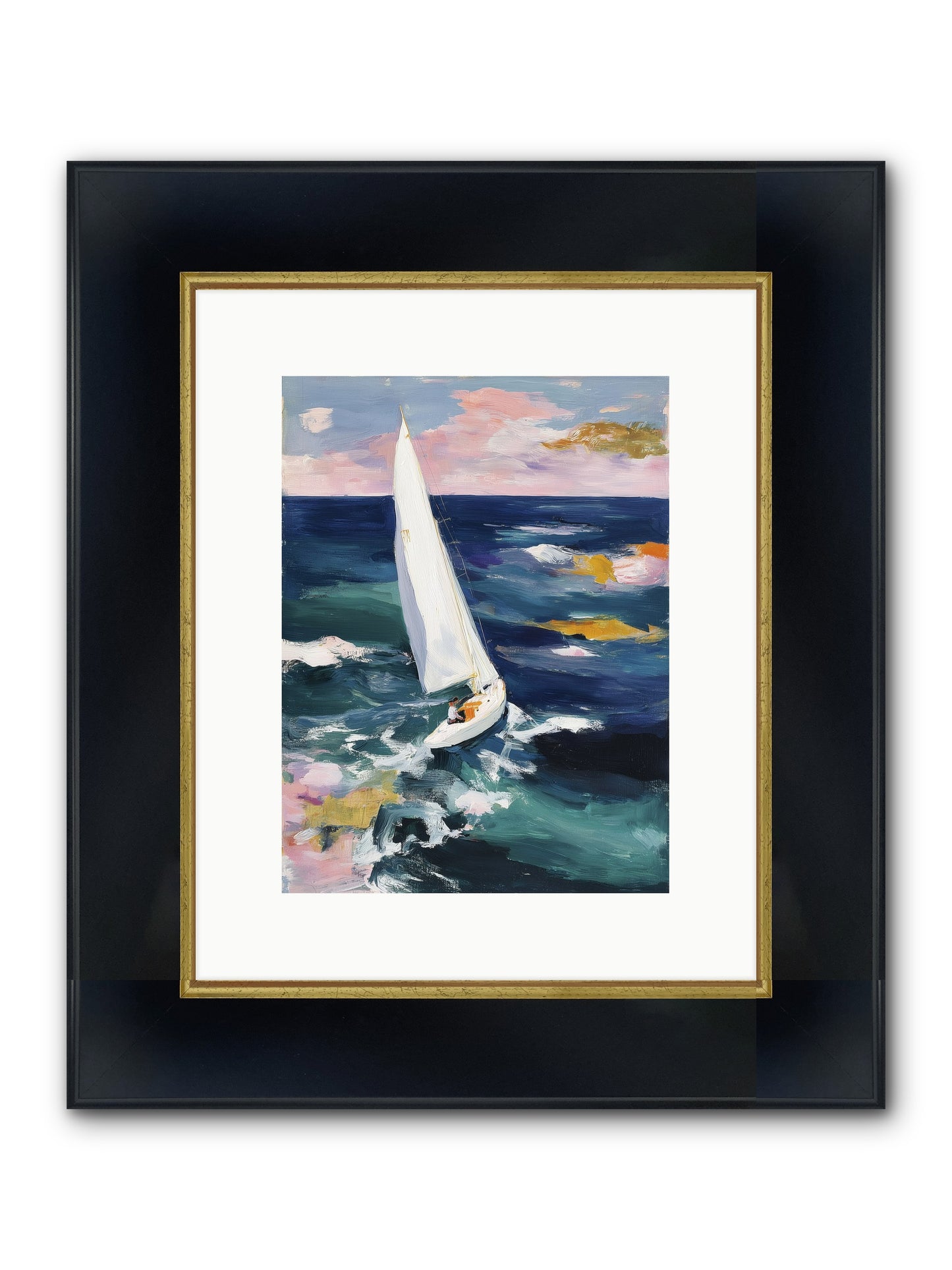 Sailor's Vision Framed Print - Wide Black w/Gold 9x12