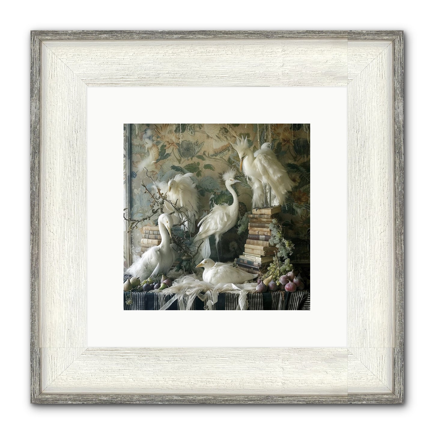 Salon Des Oiseaux Rêveurs Framed Print - Driftwood White 10x10