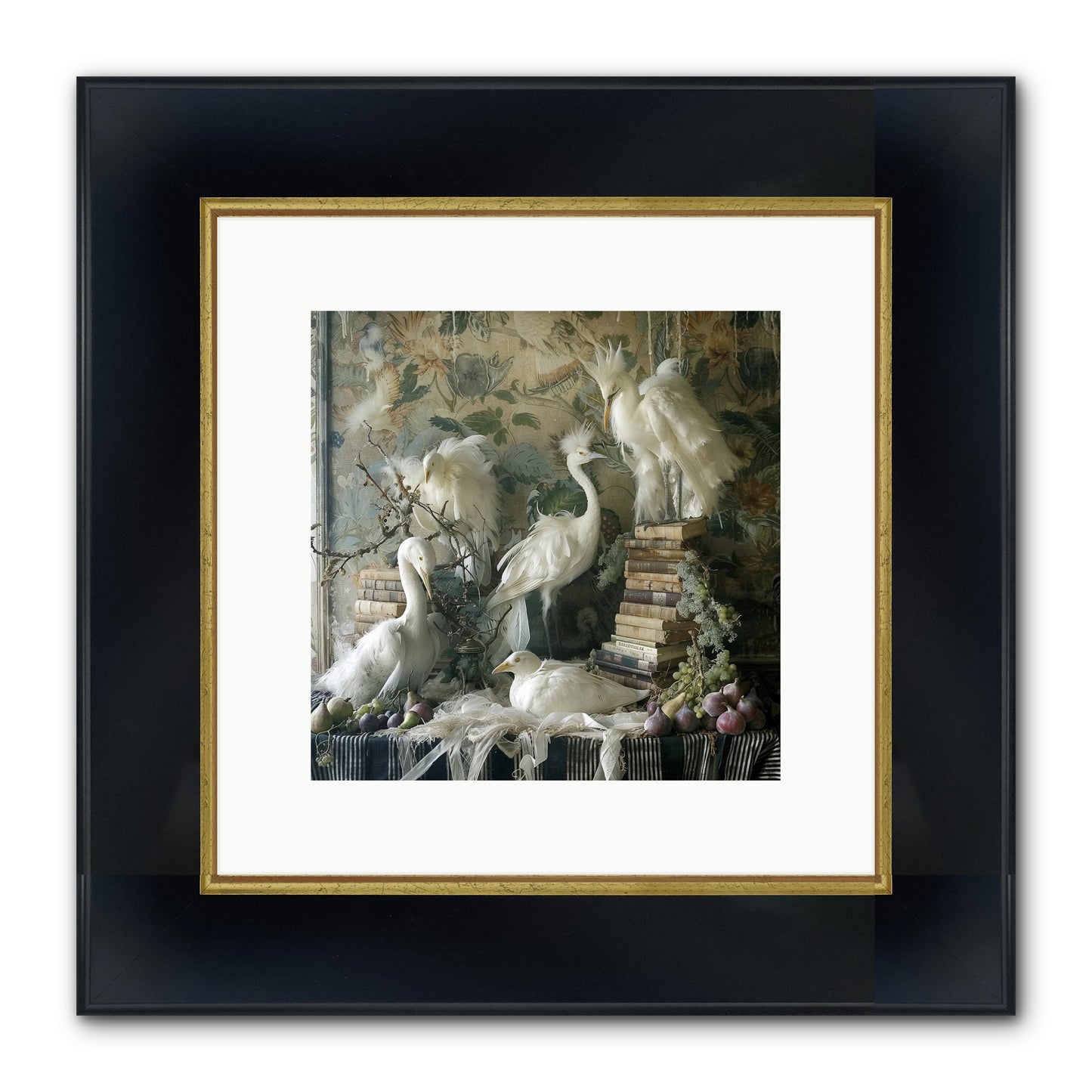 Salon Des Oiseaux Rêveurs Framed Print - Wide Black w/Gold 10x10