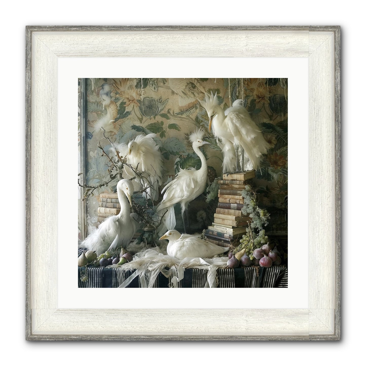 Salon Des Oiseaux Rêveurs Framed Print - Driftwood White 20x20