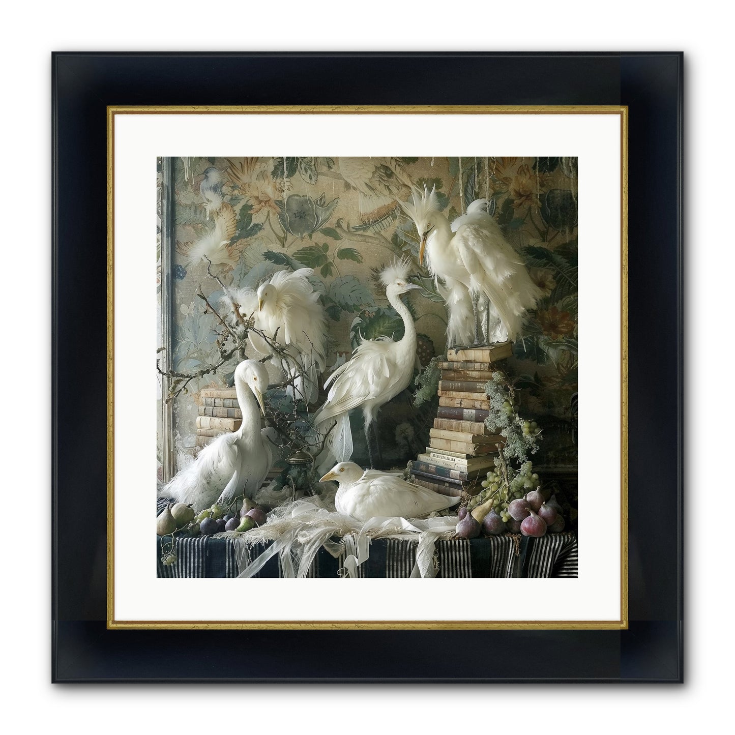 Salon Des Oiseaux Rêveurs Framed Print - Wide Black w/Gold 20x20