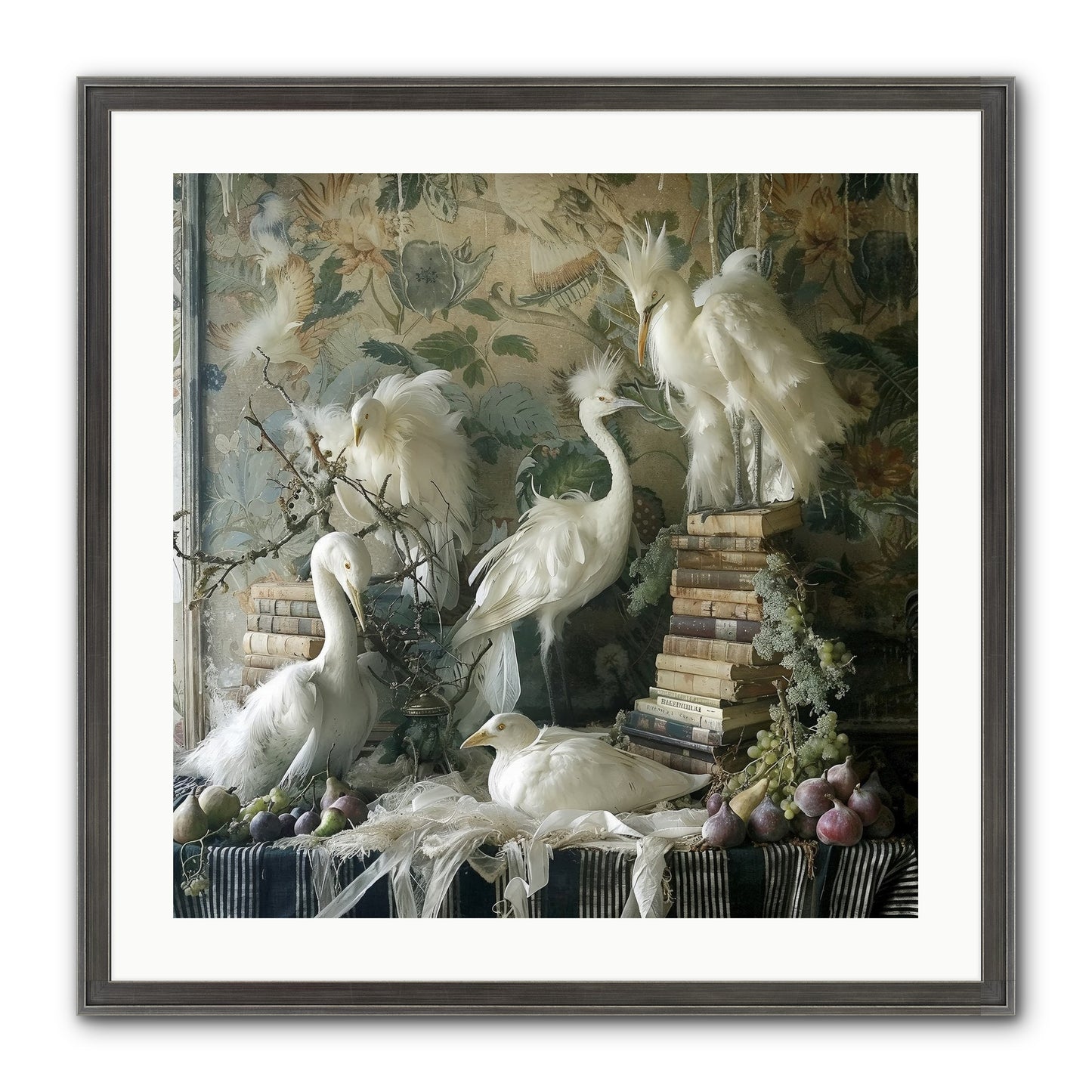 Salon Des Oiseaux Rêveurs Framed Print - Slimwoods Black/Silver 24x24
