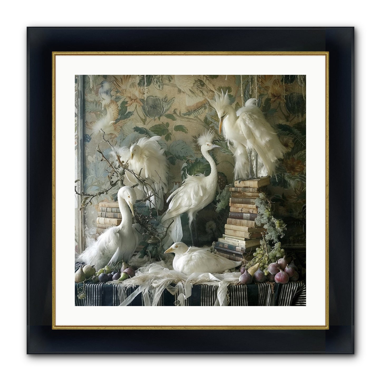 Salon Des Oiseaux Rêveurs Framed Print - Wide Black w/Gold 24x24