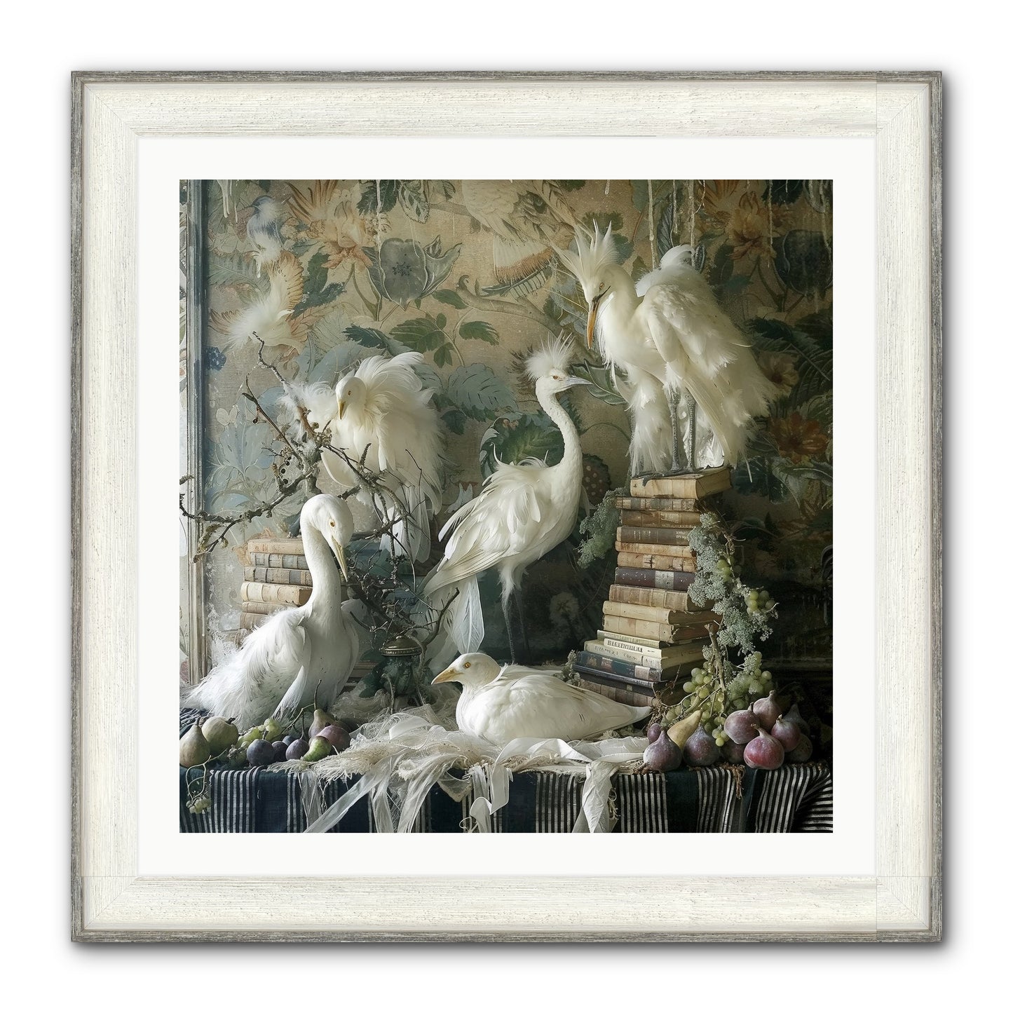Salon Des Oiseaux Rêveurs Framed Print - Driftwood White 30x30