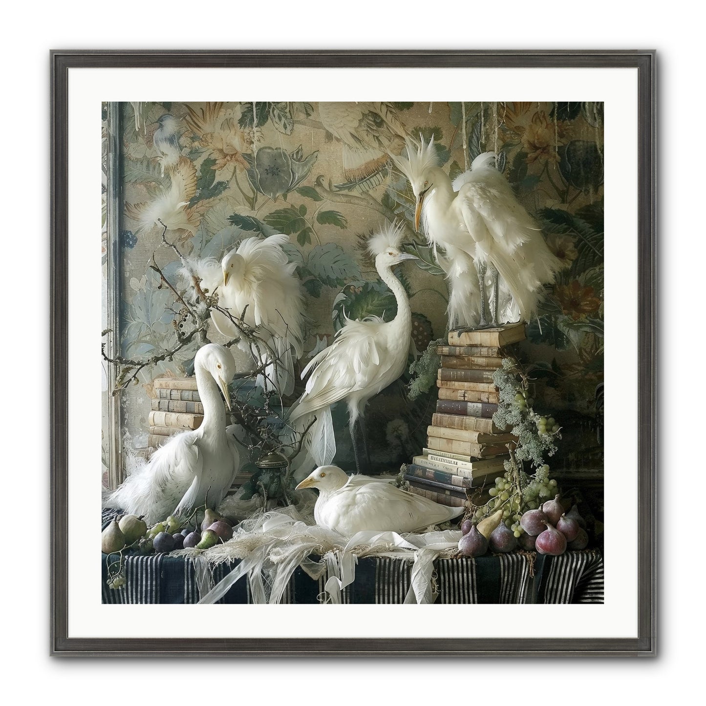 Salon Des Oiseaux Rêveurs Framed Print - Slimwoods Black/Silver 30x30