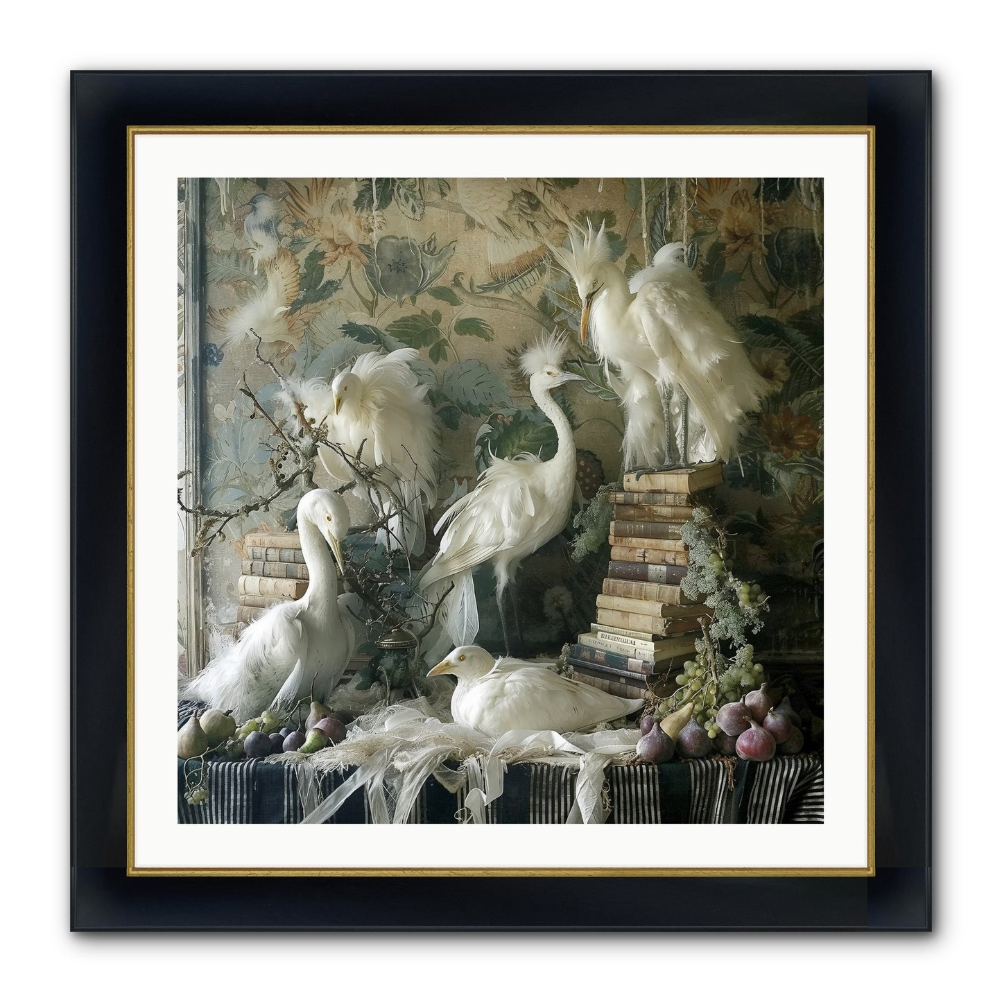 Salon Des Oiseaux Rêveurs Framed Print - Wide Black w/Gold 30x30