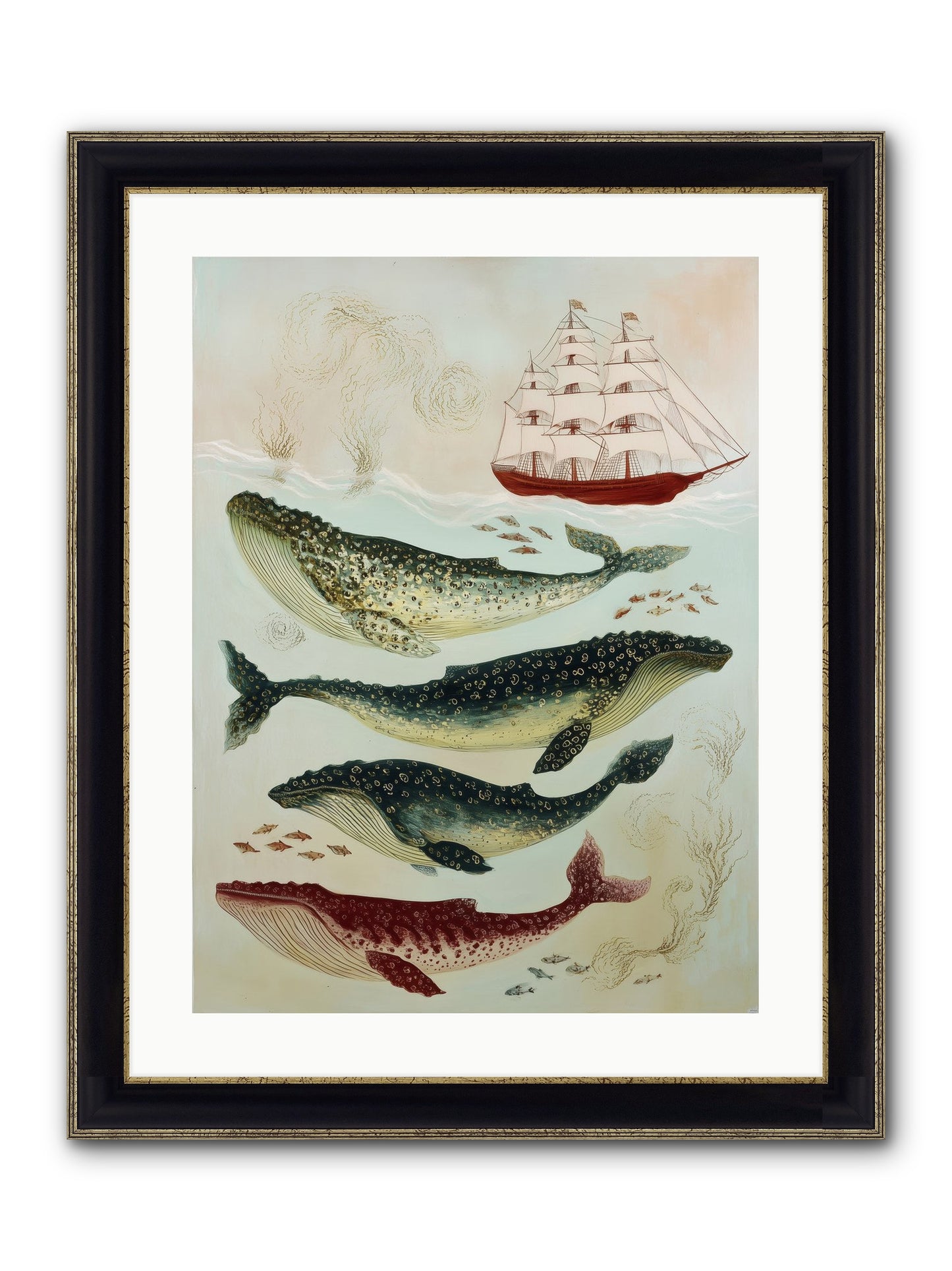 Salt Air Serenade Framed Print - Black & Gold 18x24