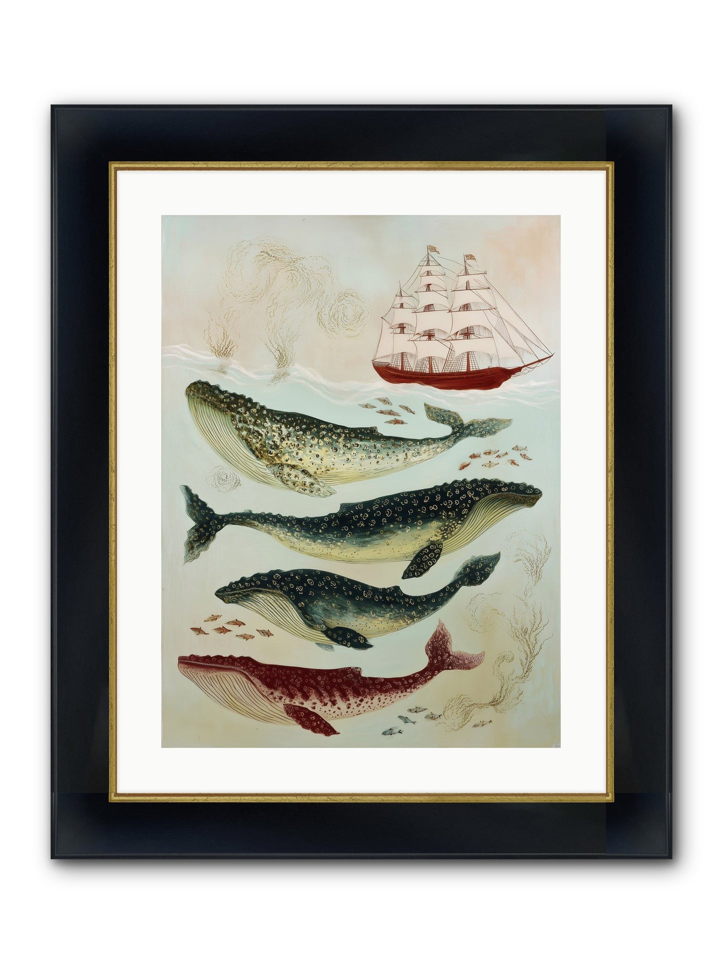 Salt Air Serenade Framed Print - Wide Black w/Gold 18x24
