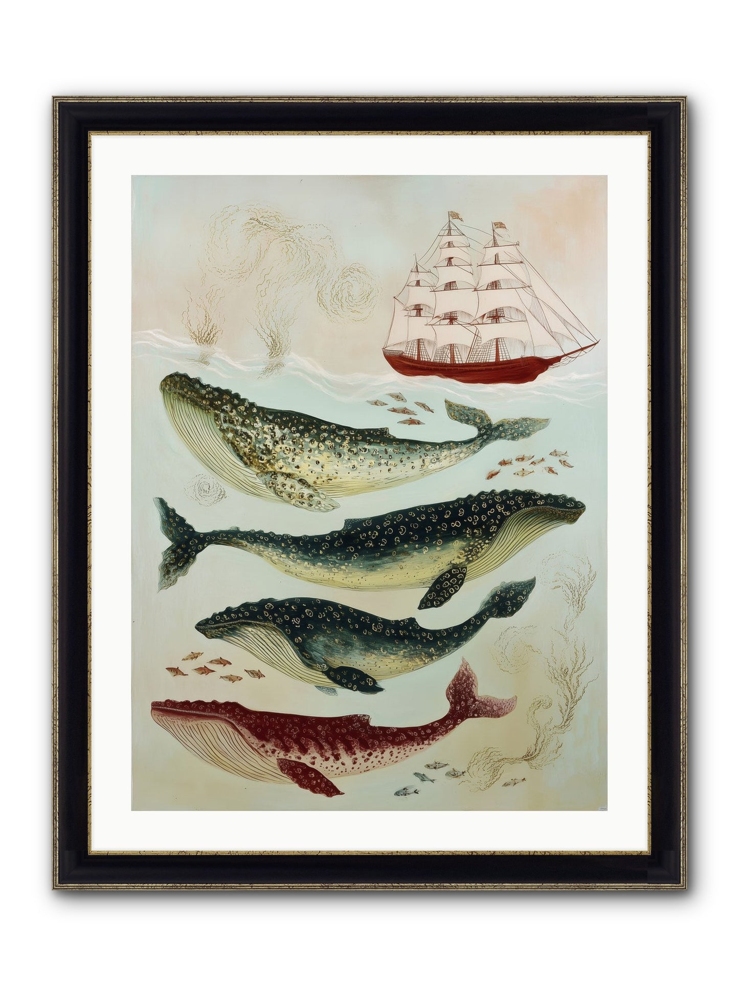 Salt Air Serenade Framed Print - Black & Gold 24x32