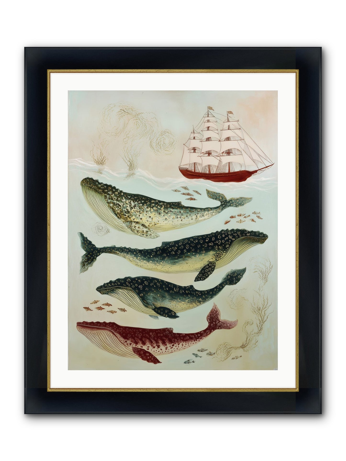 Salt Air Serenade Framed Print - Wide Black w/Gold 24x32