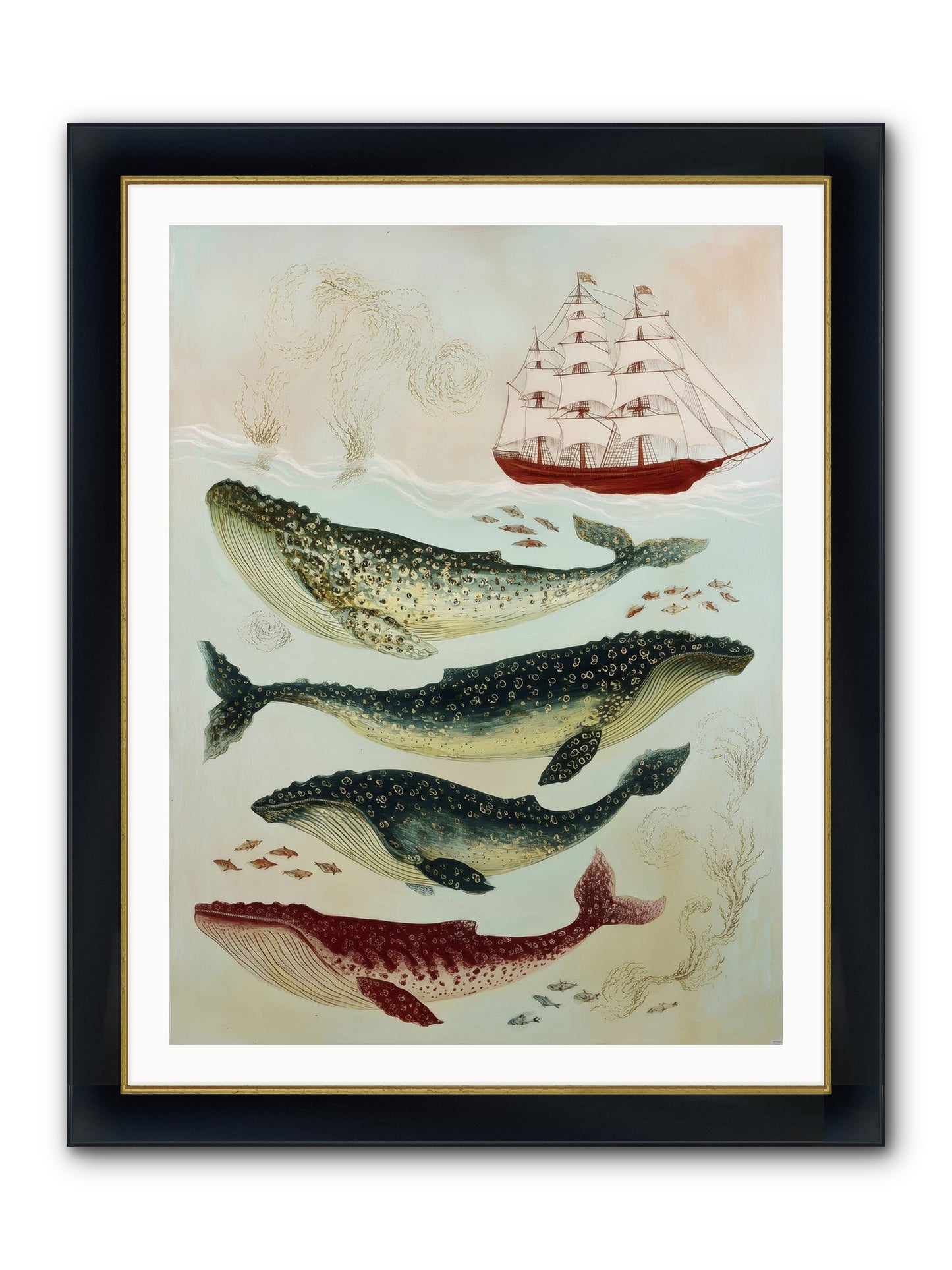 Salt Air Serenade Framed Print - Wide Black w/Gold 30x40