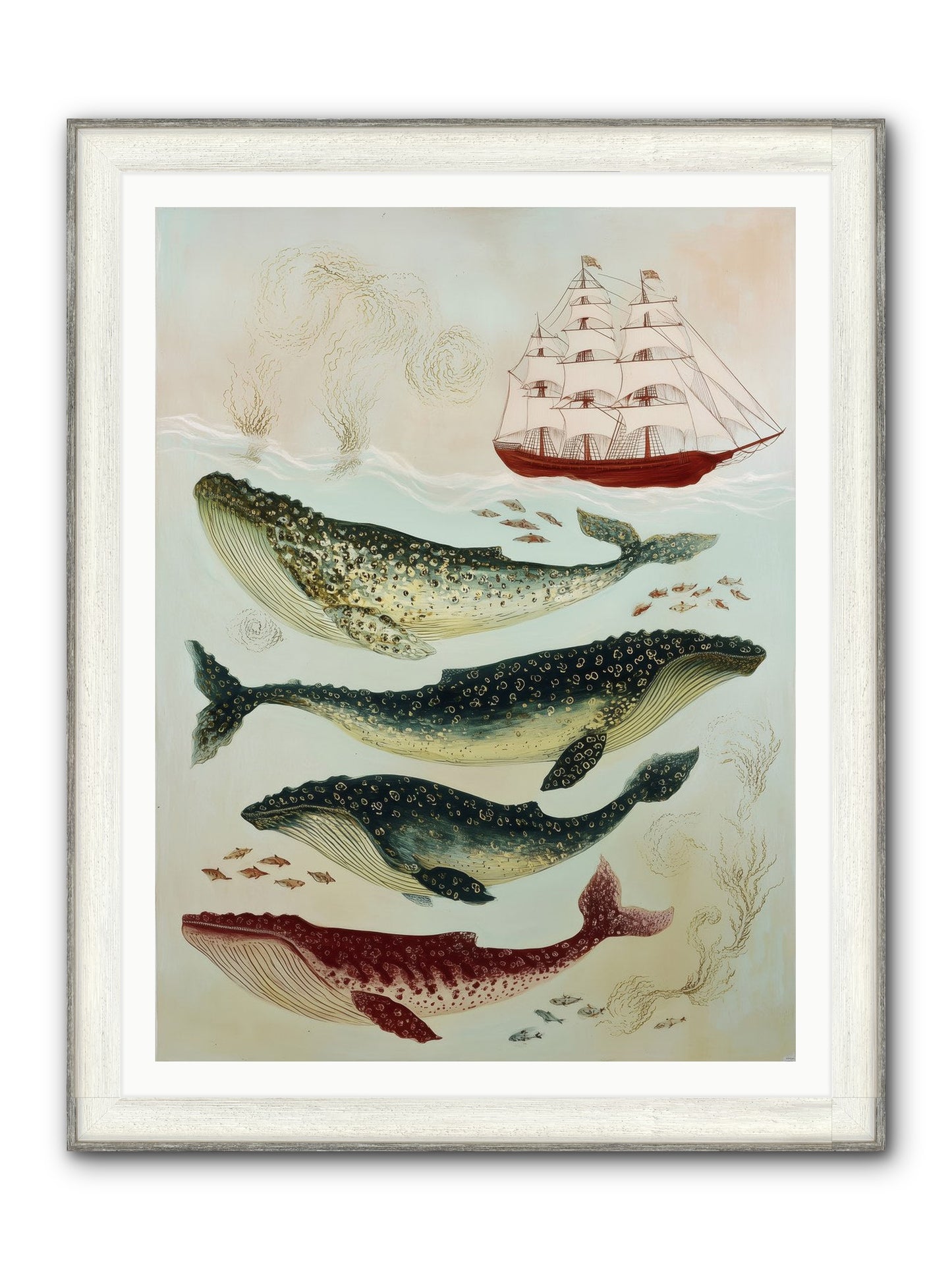 Salt Air Serenade Framed Print - Driftwood White 36x48