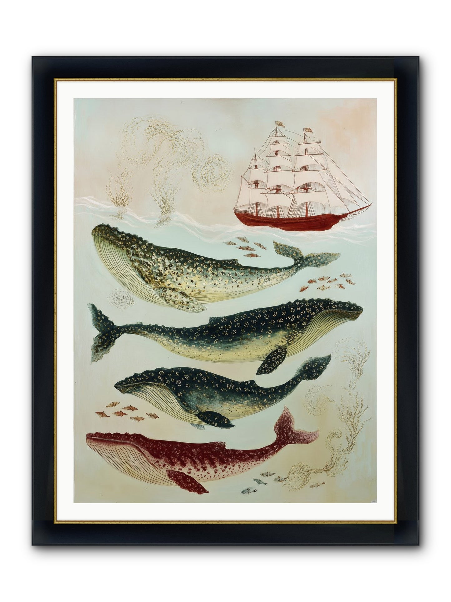 Salt Air Serenade Framed Print - Wide Black w/Gold 36x48