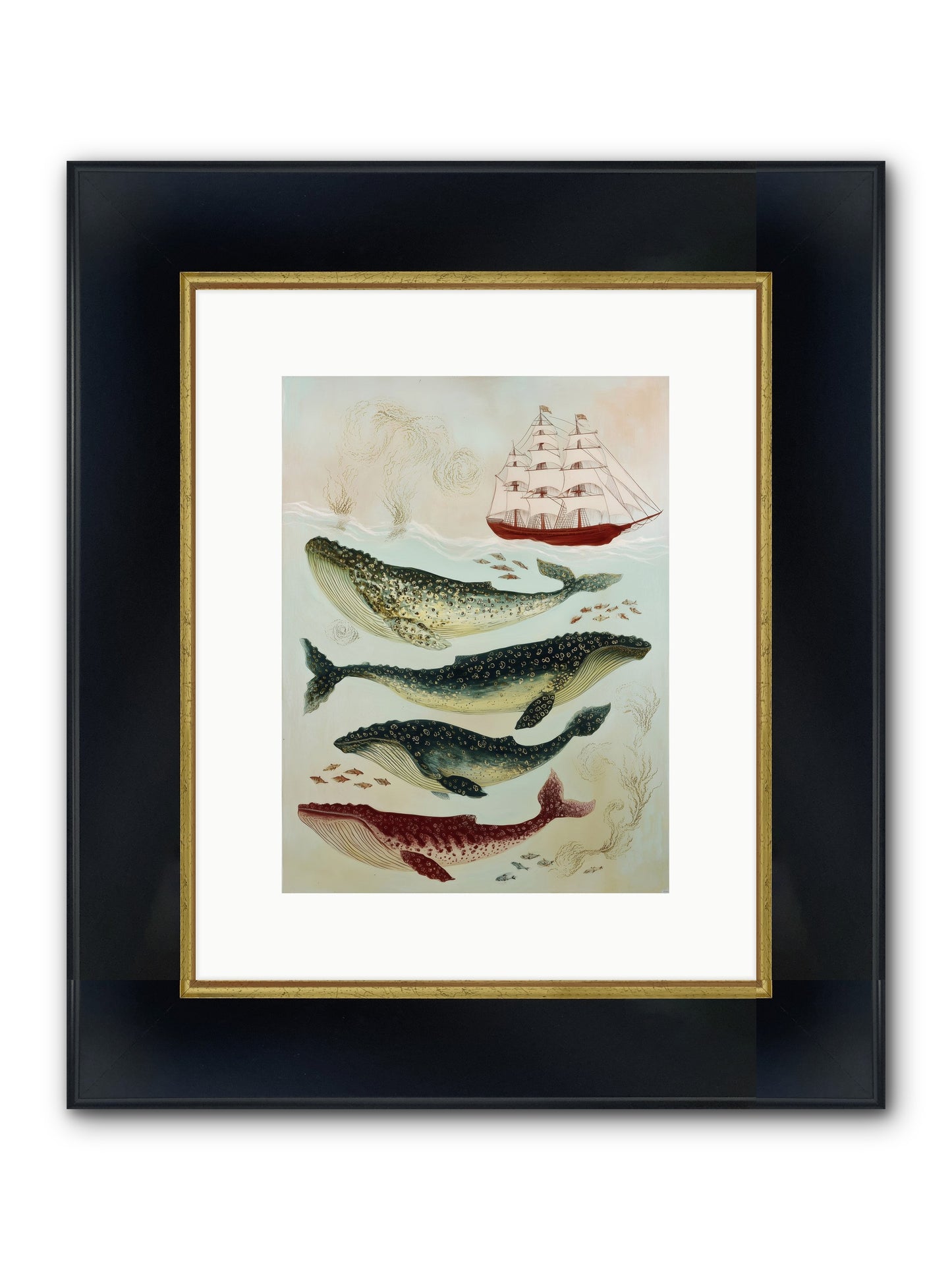 Salt Air Serenade Framed Print - Wide Black w/Gold 9x12