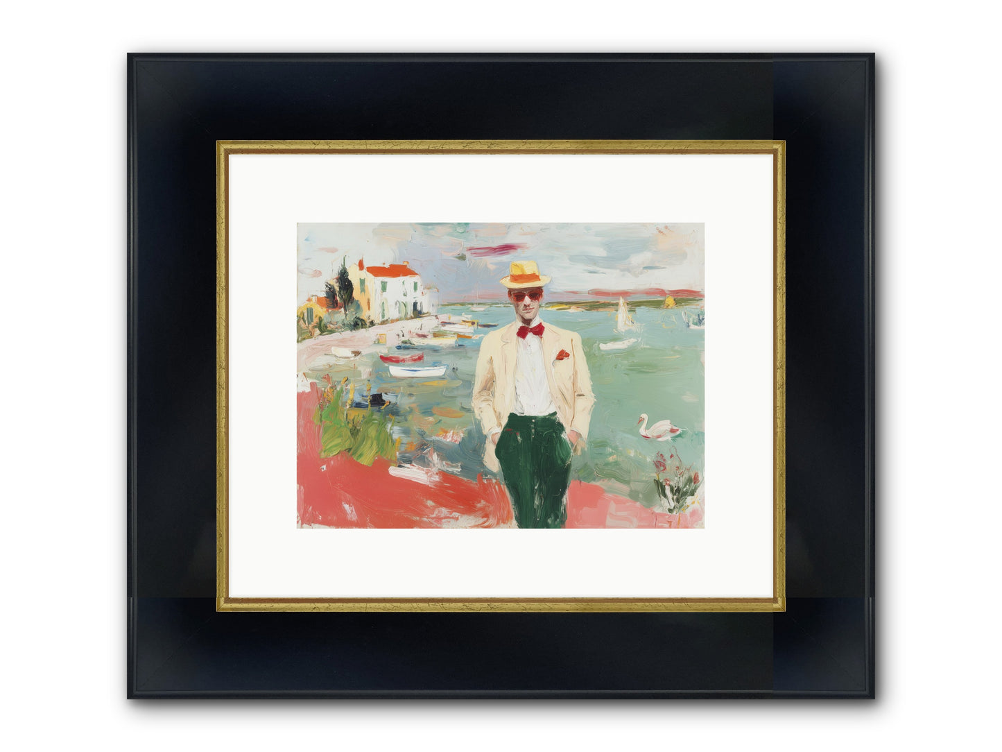 Salt Air Serenity Framed Print - Wide Black w/Gold 12x9