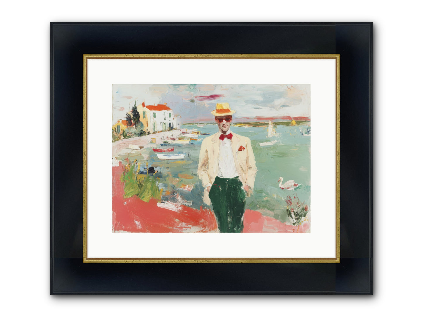 Salt Air Serenity Framed Print - Wide Black w/Gold 16x12