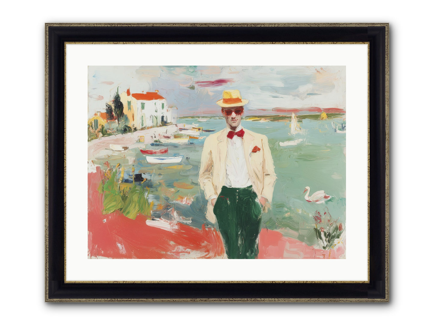 Salt Air Serenity Framed Print - Black & Gold 24x18