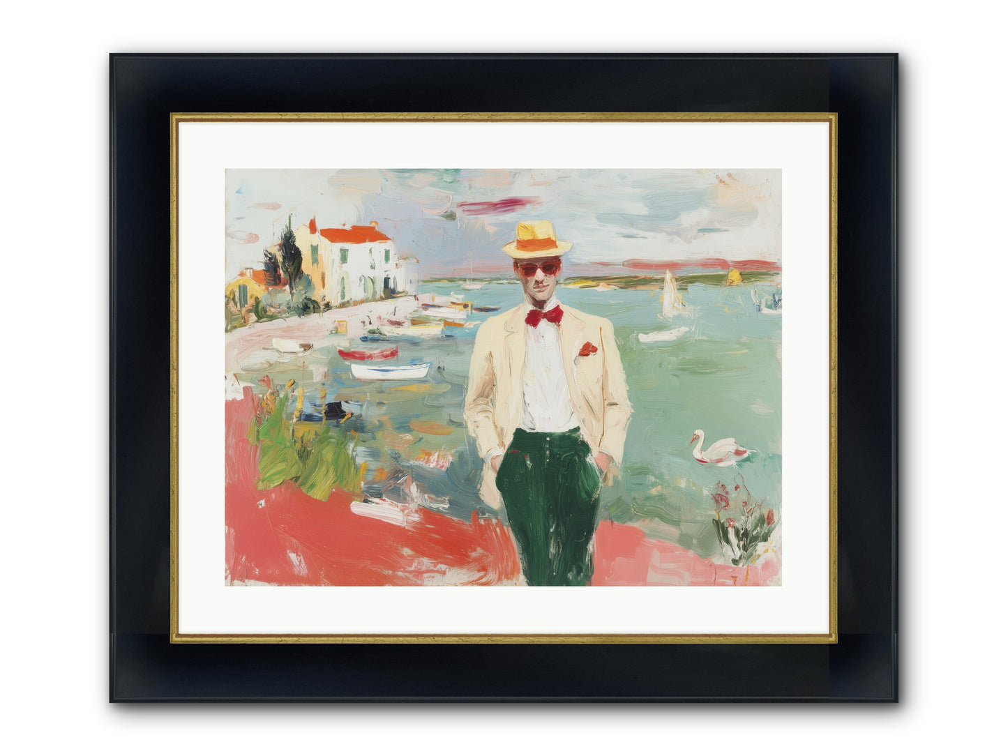 Salt Air Serenity Framed Print - Wide Black w/Gold 24x18